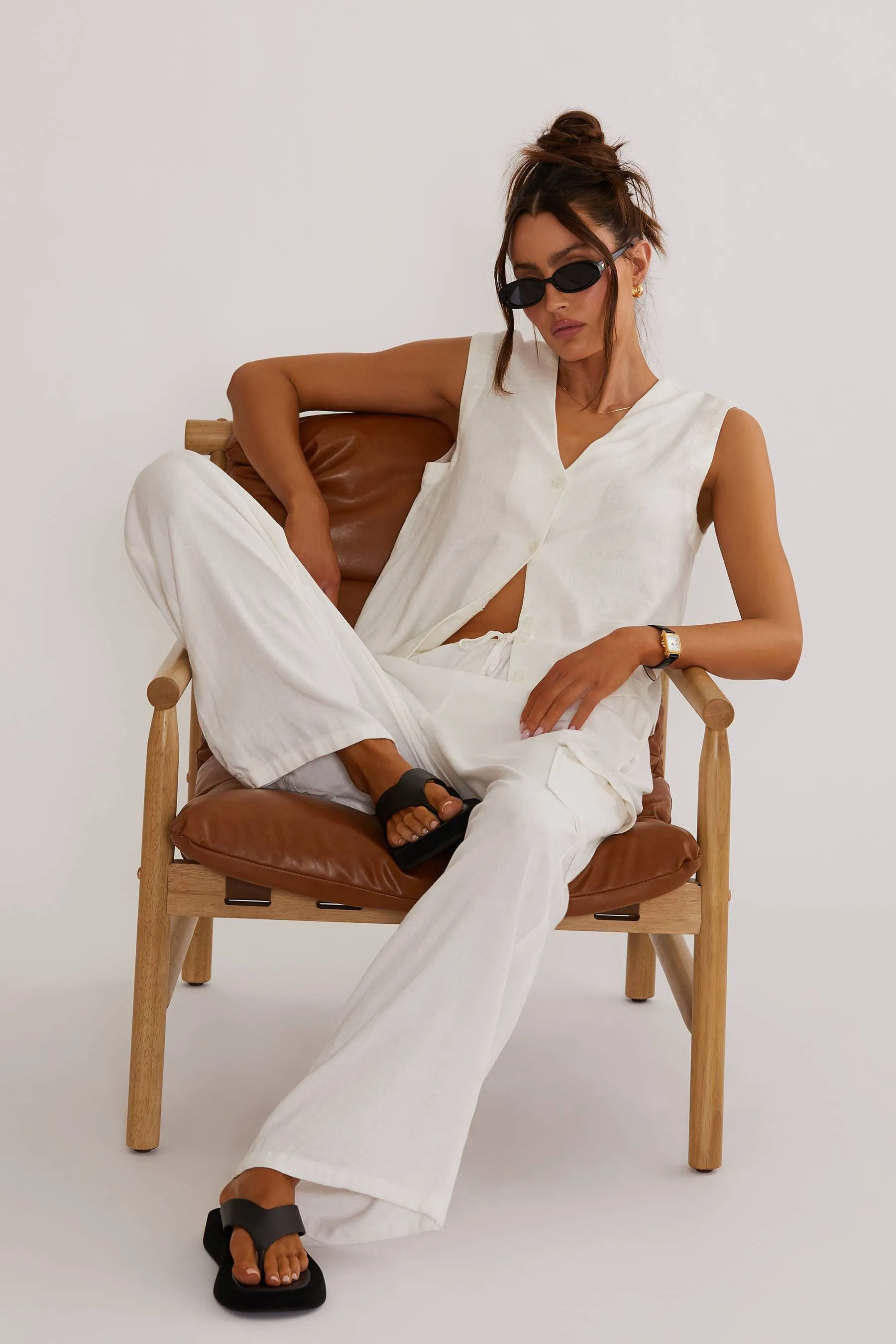 Amara Pant White Linen Beach Riot