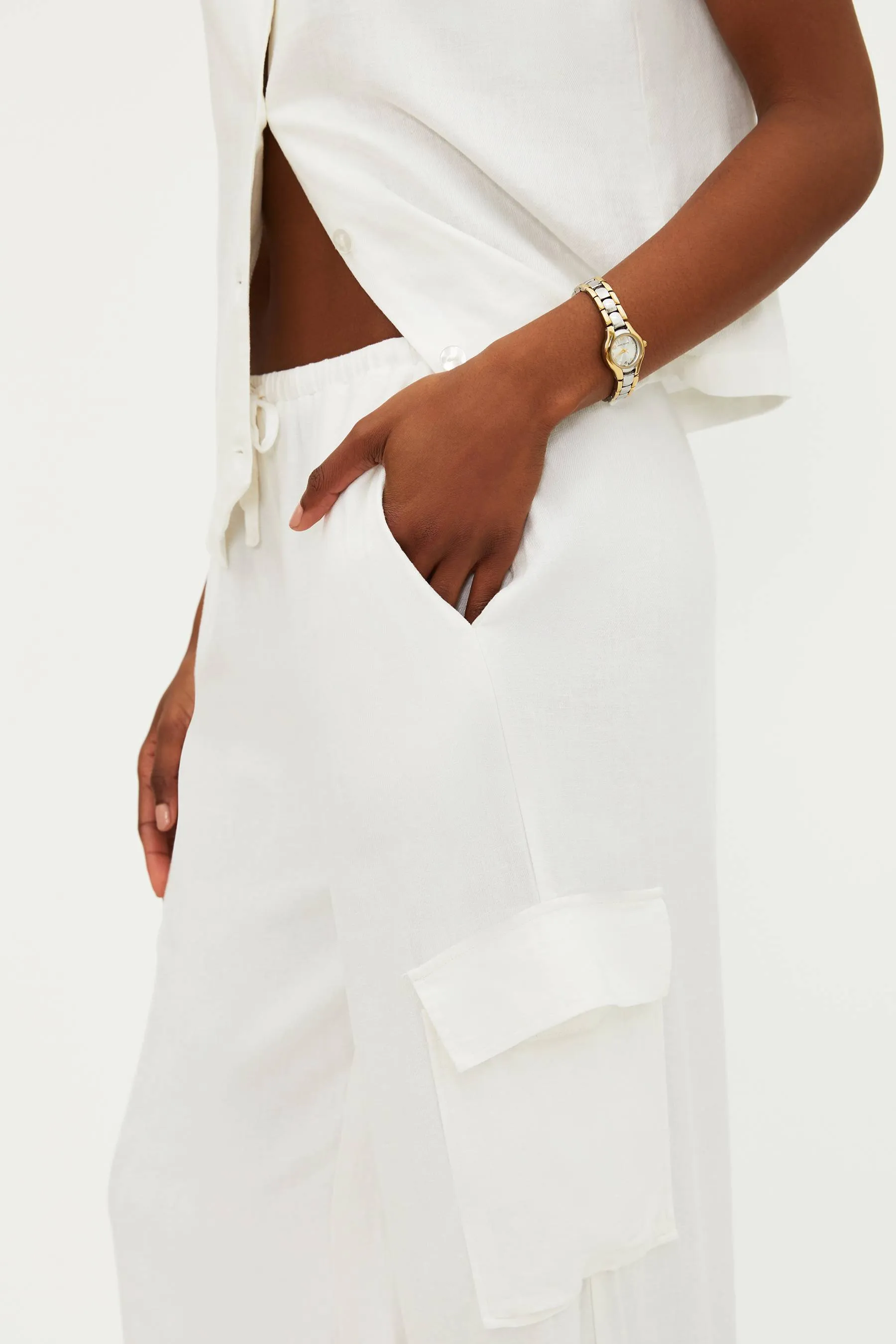 Amara Pant White Linen Beach Riot