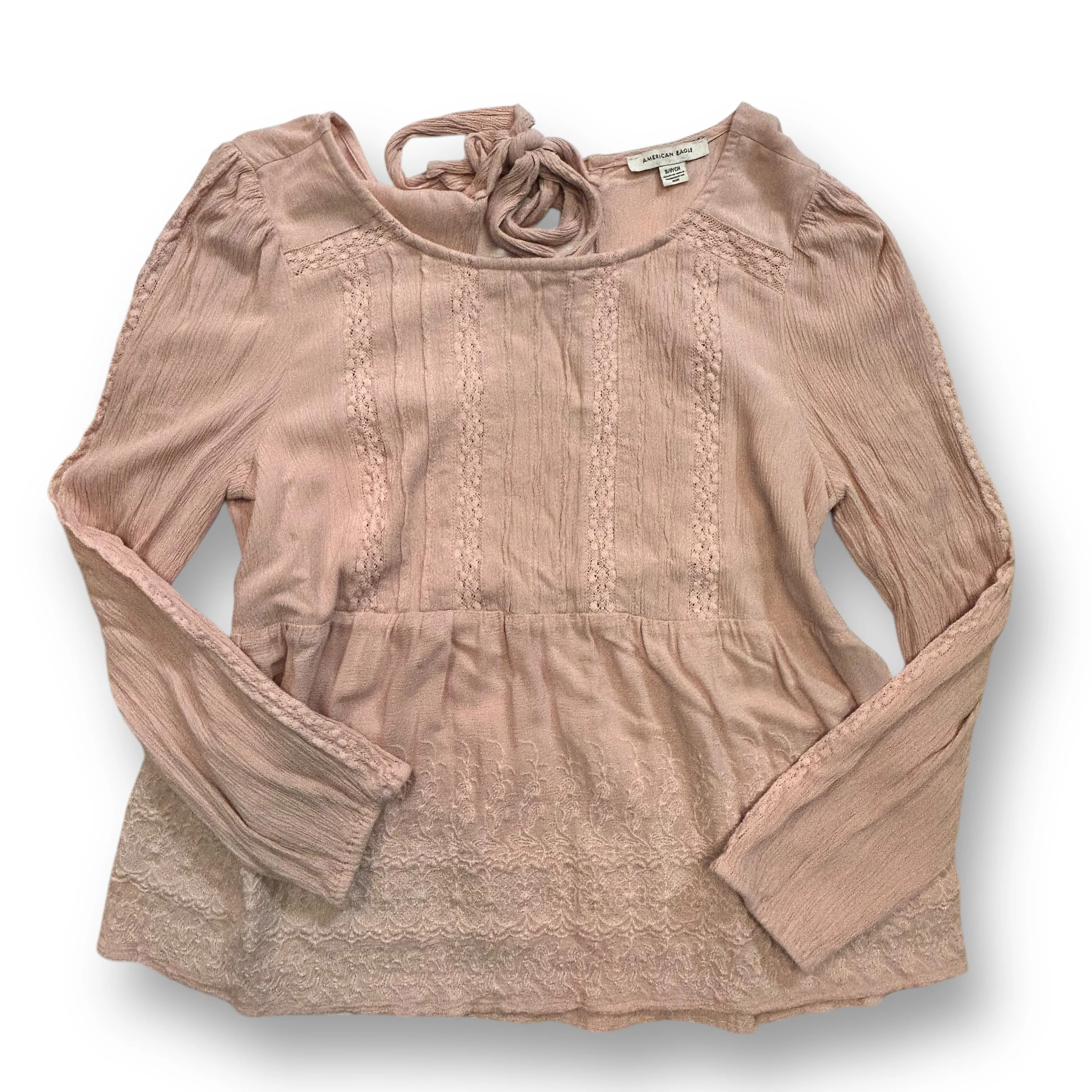 American Eagle Women's Size Small Pink Blush Babydoll Blouse