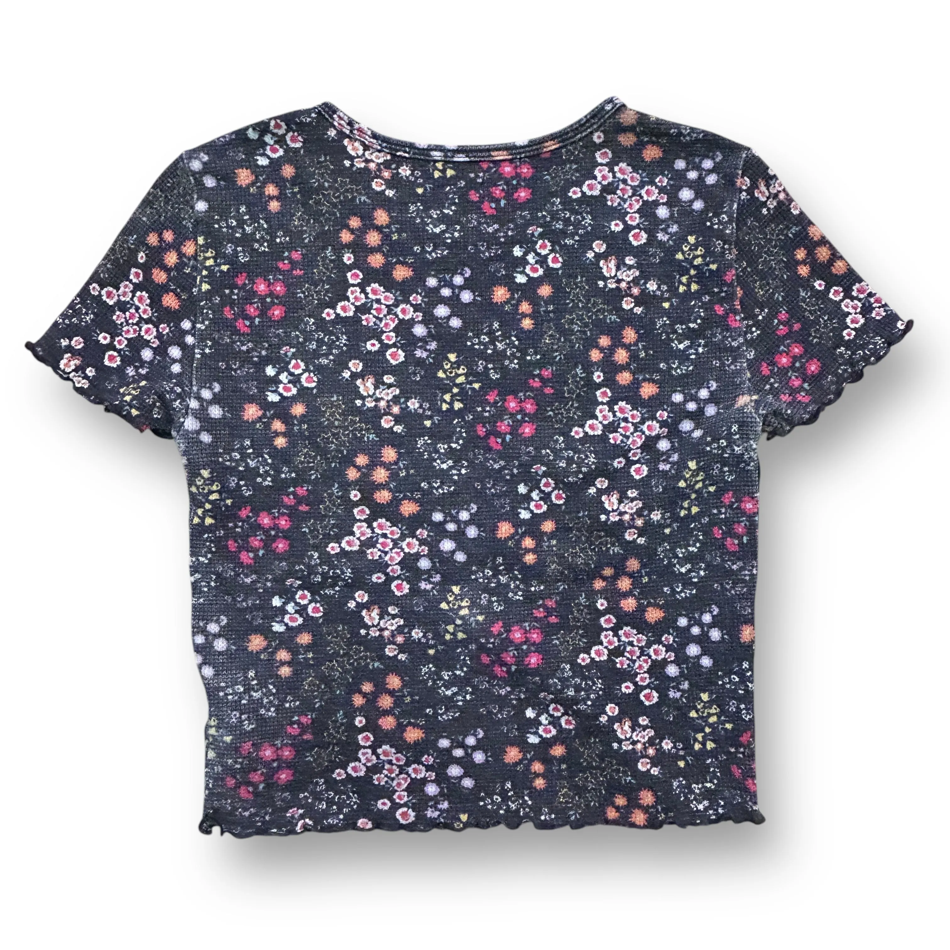 American Eagle Women's Size Small Top Gray Floral Print Shirt