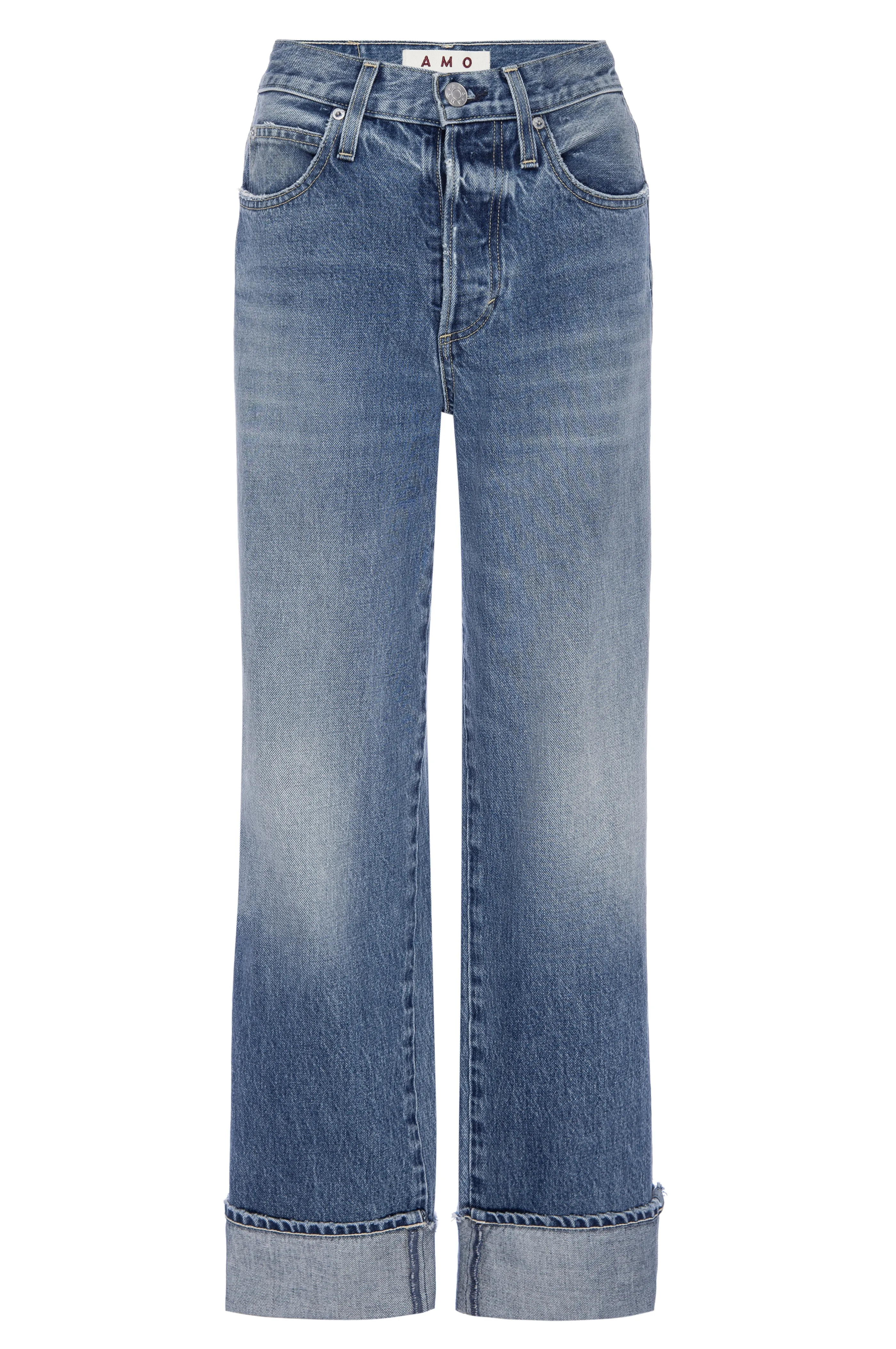 AMO Sonia cuffed jean mid rise loose fit straight leg Size 30 NWT