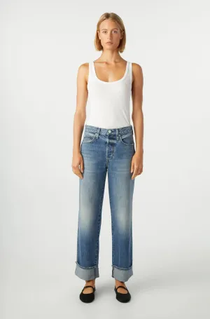 AMO Sonia cuffed jean mid rise loose fit straight leg Size 30 NWT