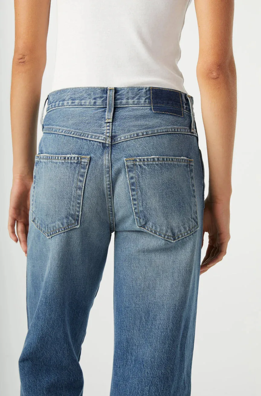 AMO Sonia cuffed jean mid rise loose fit straight leg Size 30 NWT