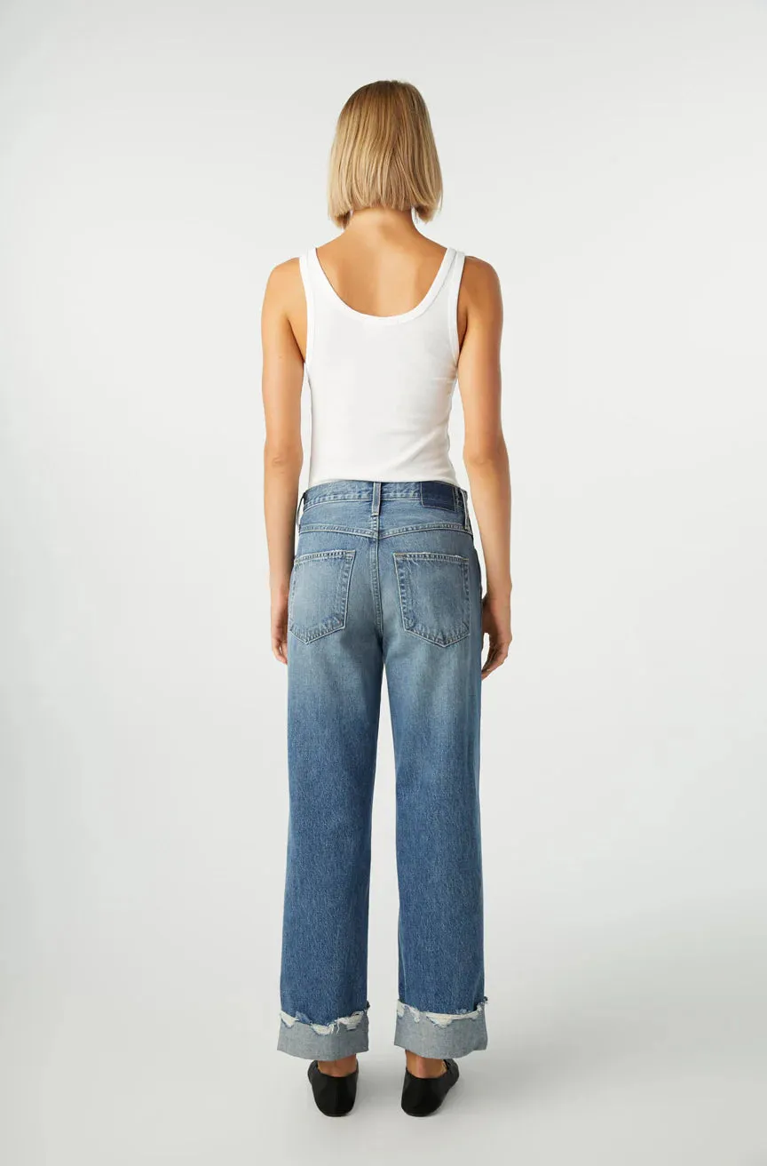 AMO Sonia cuffed jean mid rise loose fit straight leg Size 30 NWT