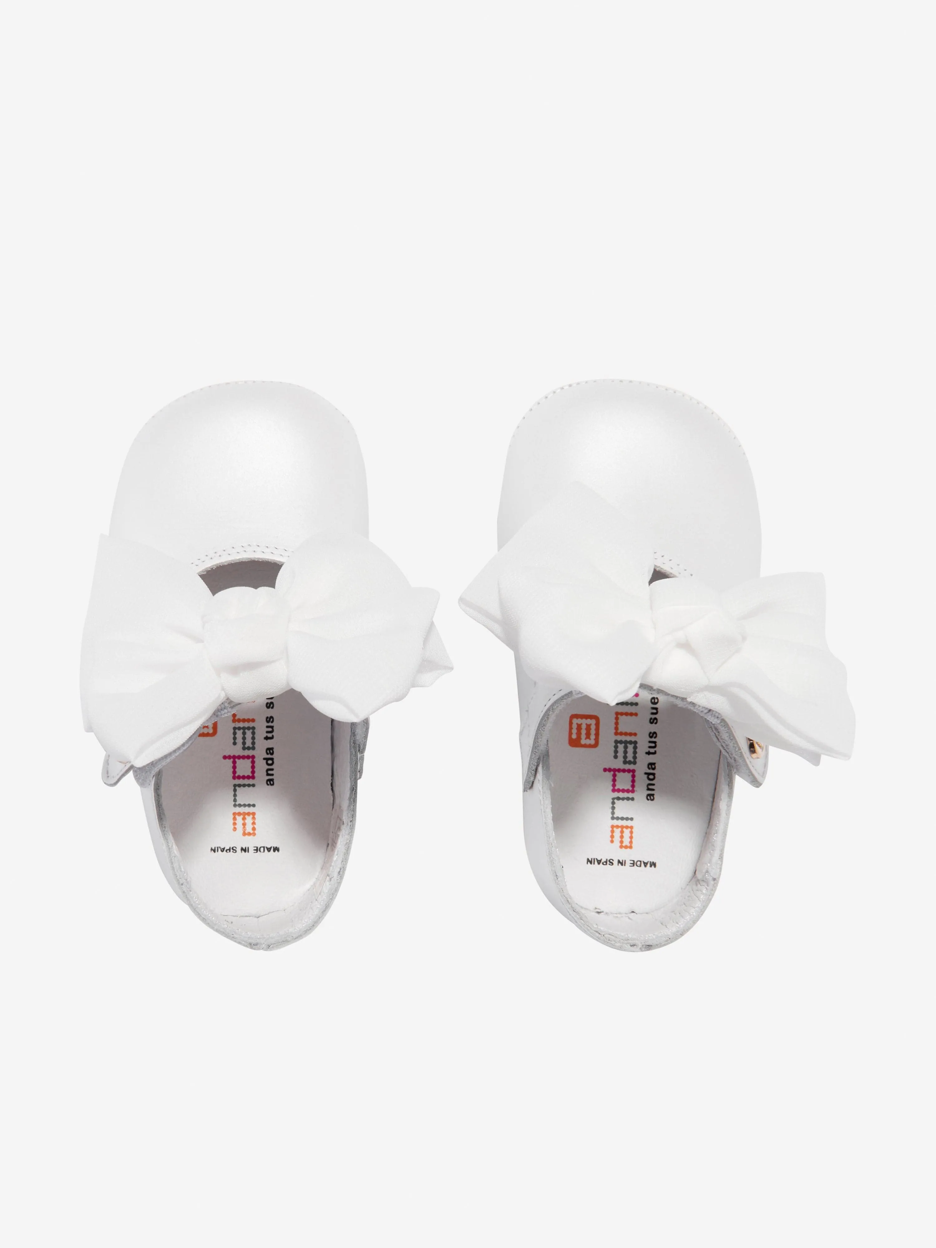 Andanines Baby Girls Mary Jane Shoes With Bow in White