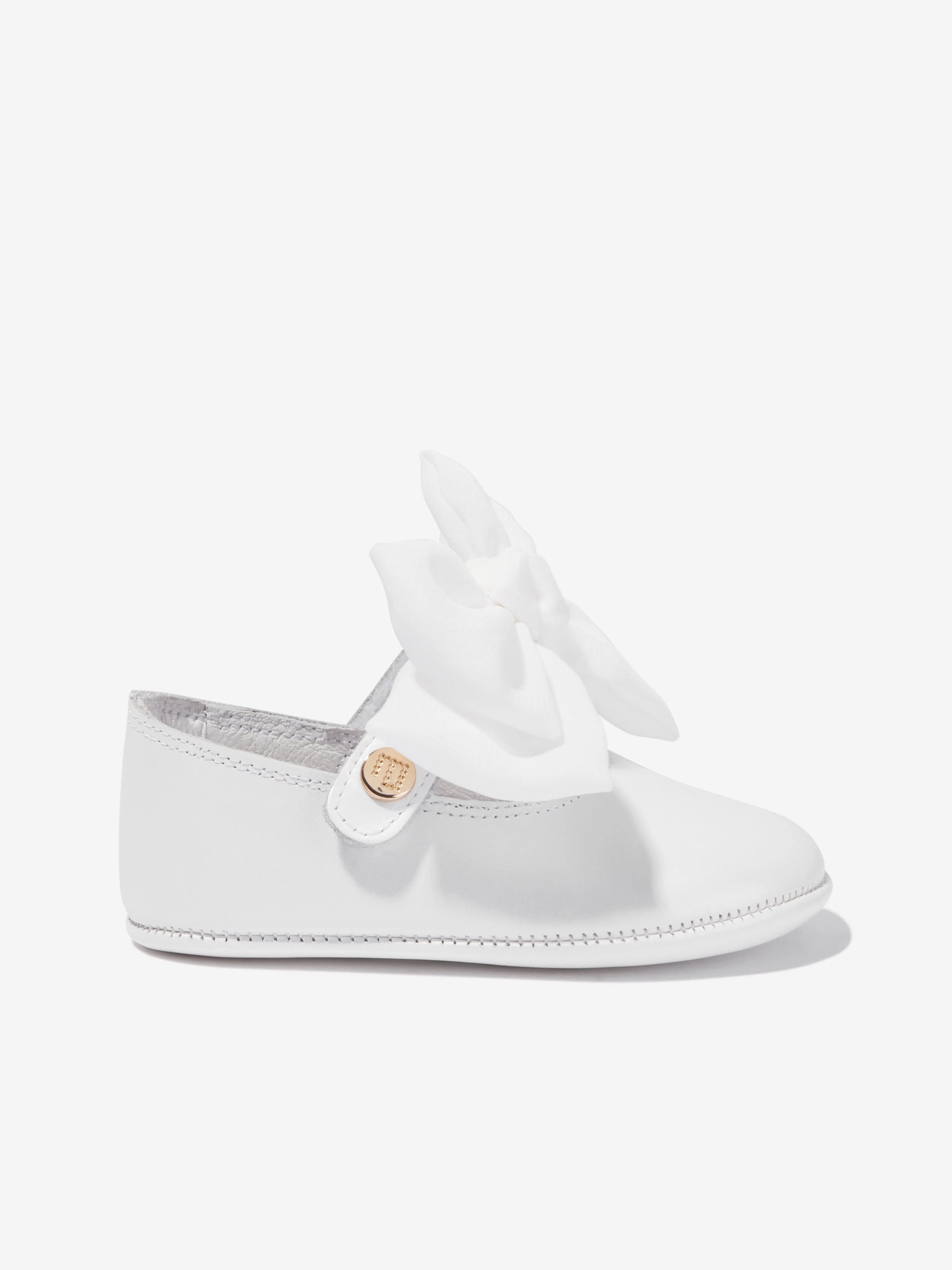 Andanines Baby Girls Mary Jane Shoes With Bow in White