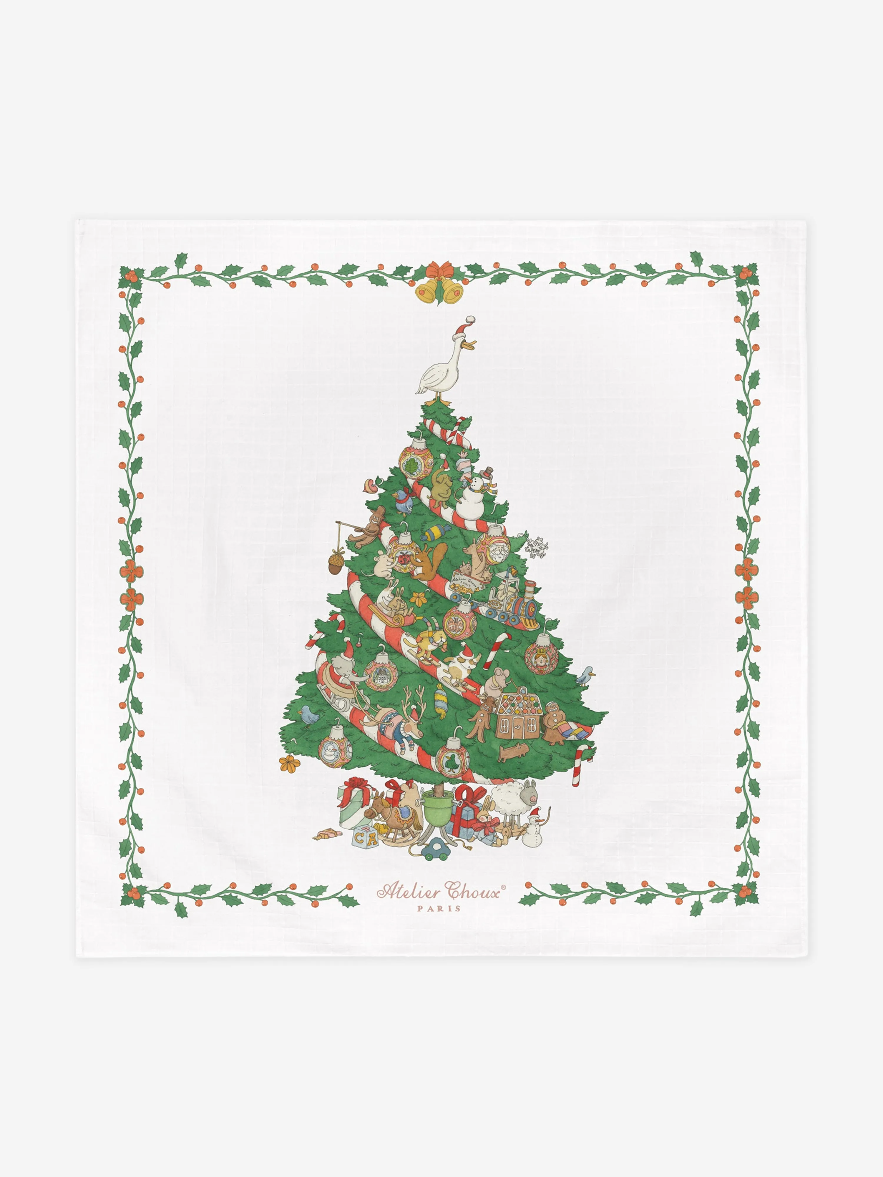 Atelier Choux Baby Christmas Morning Swaddle in White (100cm)