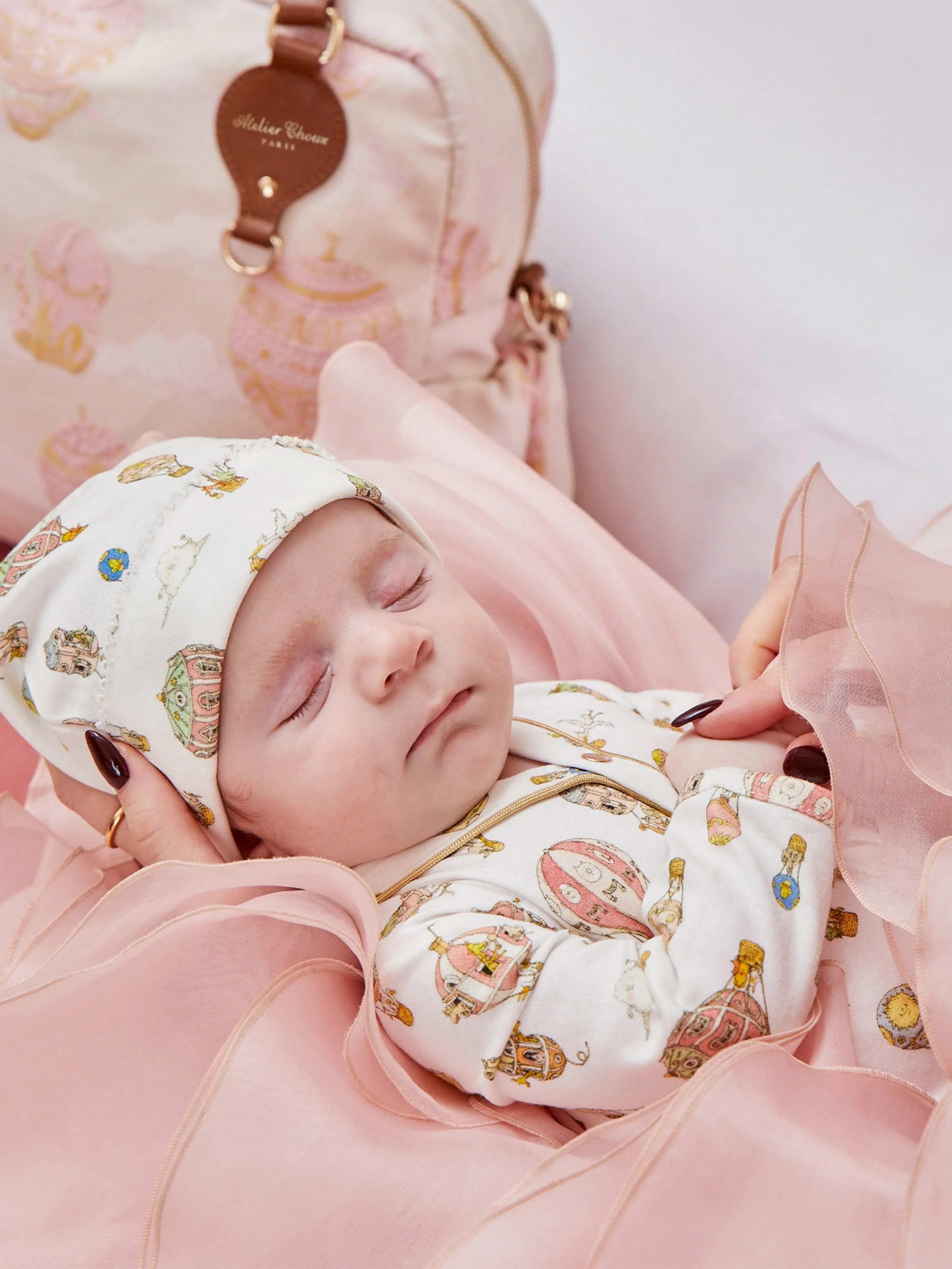 Atelier Choux Baby Hot Air Balloons Hat in White