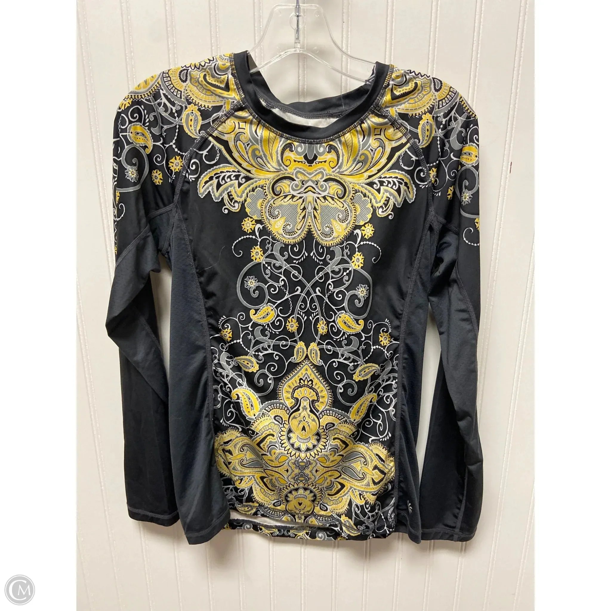 Athletic Top Long Sleeve Crewneck By Athleta In Grey & Yellow, Size: S