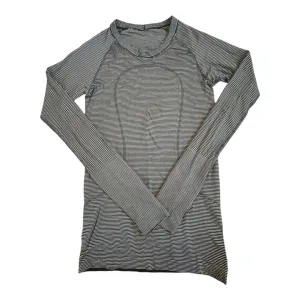 Athletic Top Ls Crewneck By Lululemon In Striped Pattern, Size:4