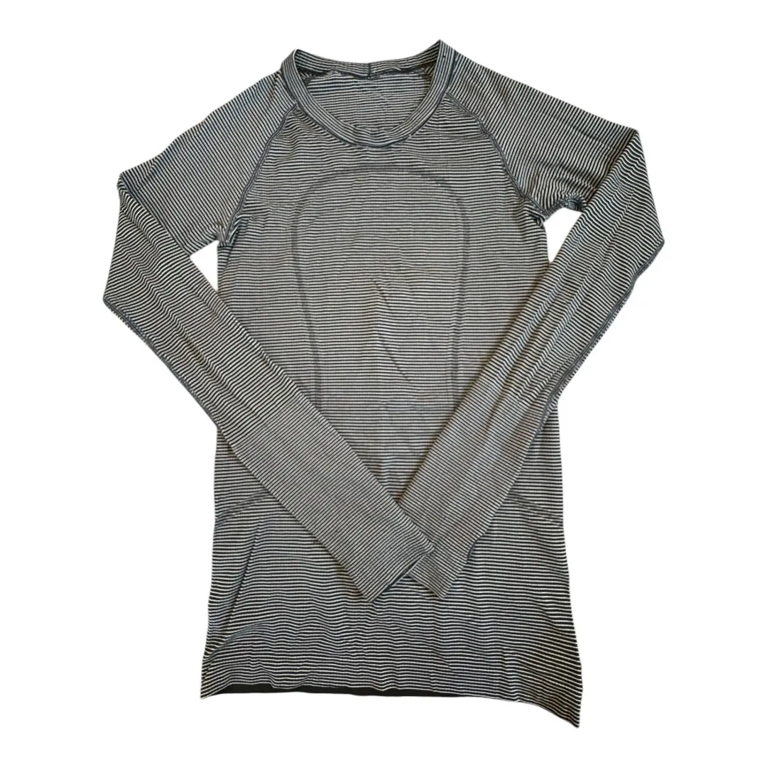 Athletic Top Ls Crewneck By Lululemon In Striped Pattern, Size:4