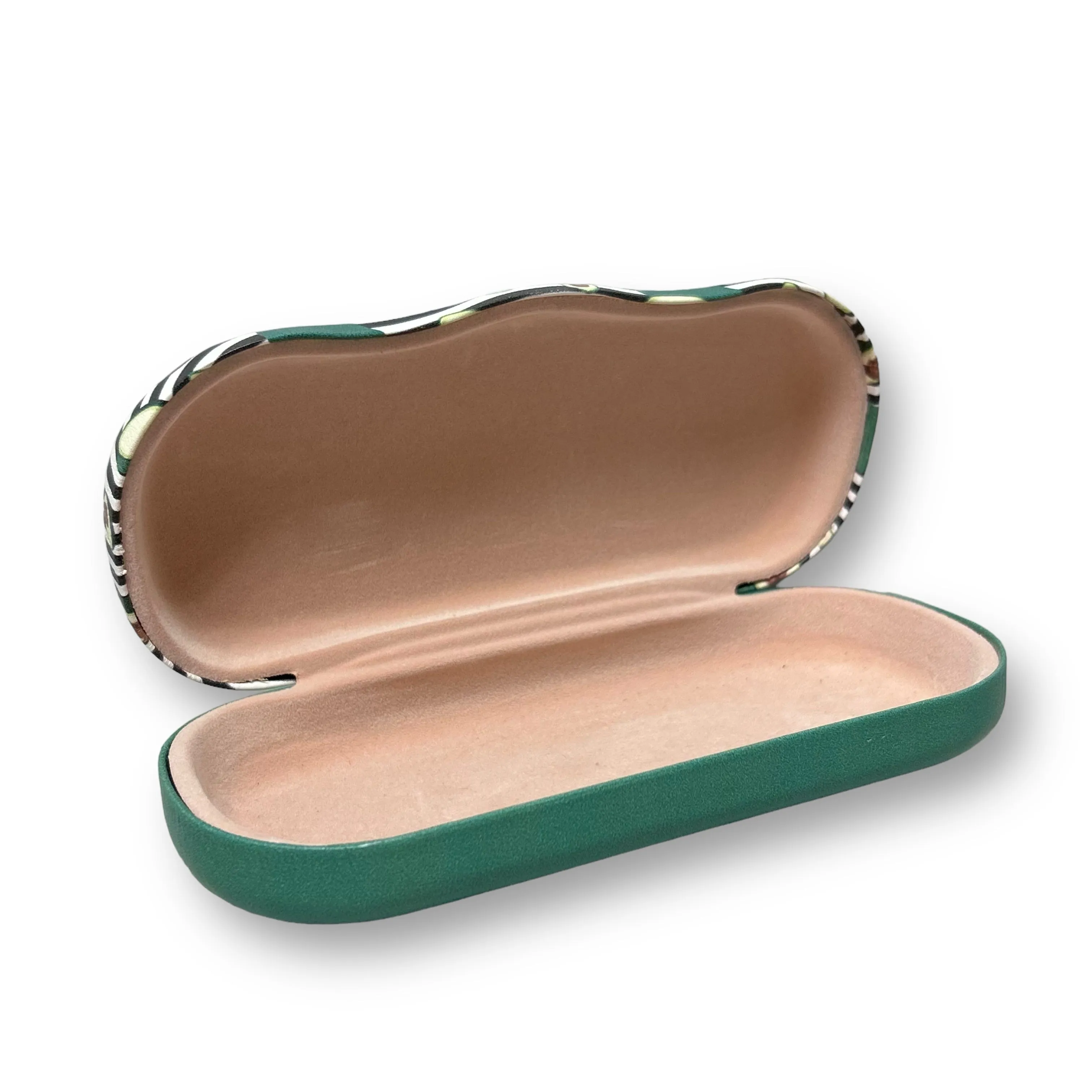 Avocado Print Velvet-Lined Clamshell Eyeglass Case