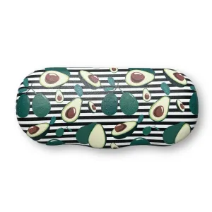 Avocado Print Velvet-Lined Clamshell Eyeglass Case