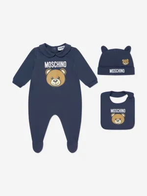 Baby Boys Bear Logo Babygrow Set in Navy
