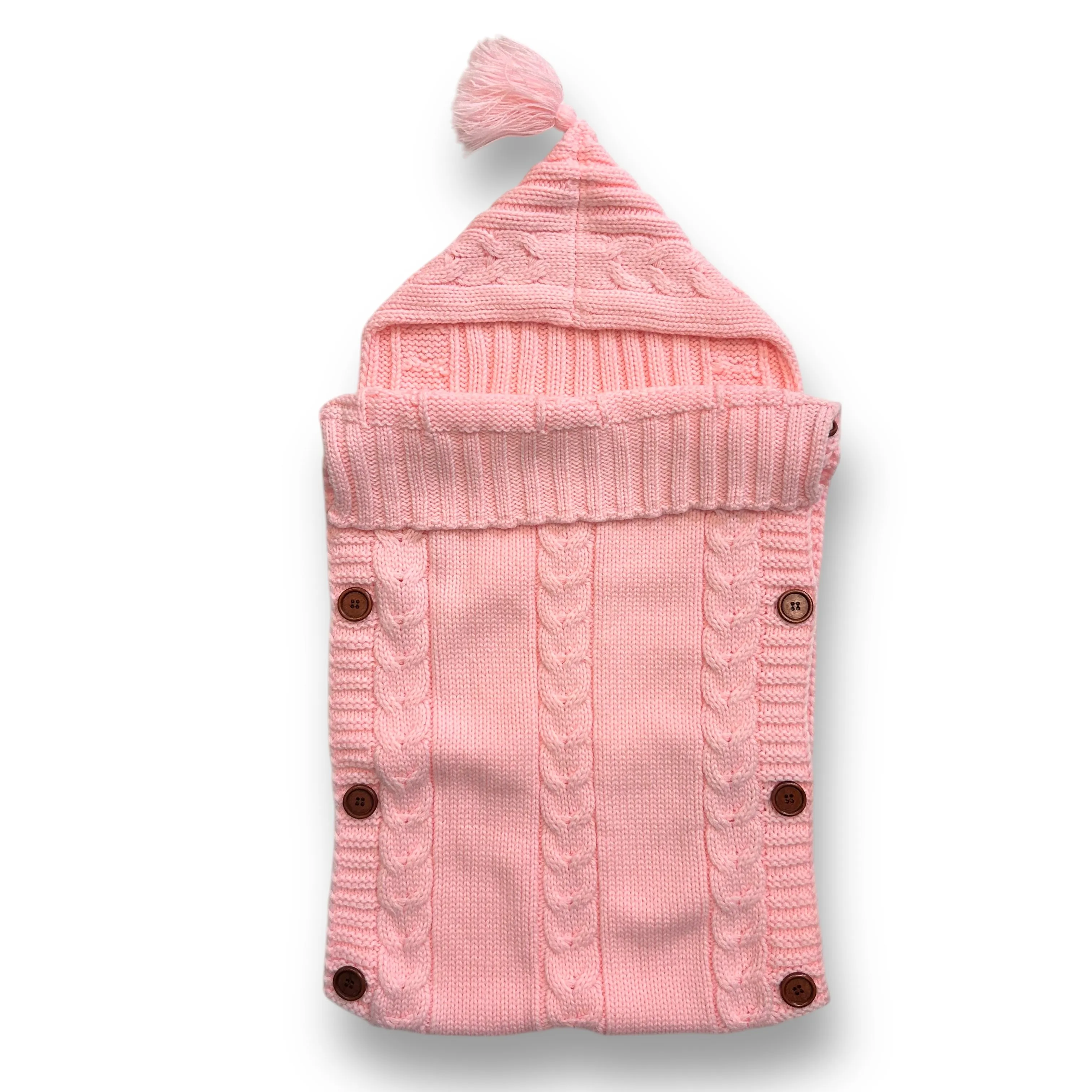 Baby Girl Pink Knit Swaddle Blanket with Buttons