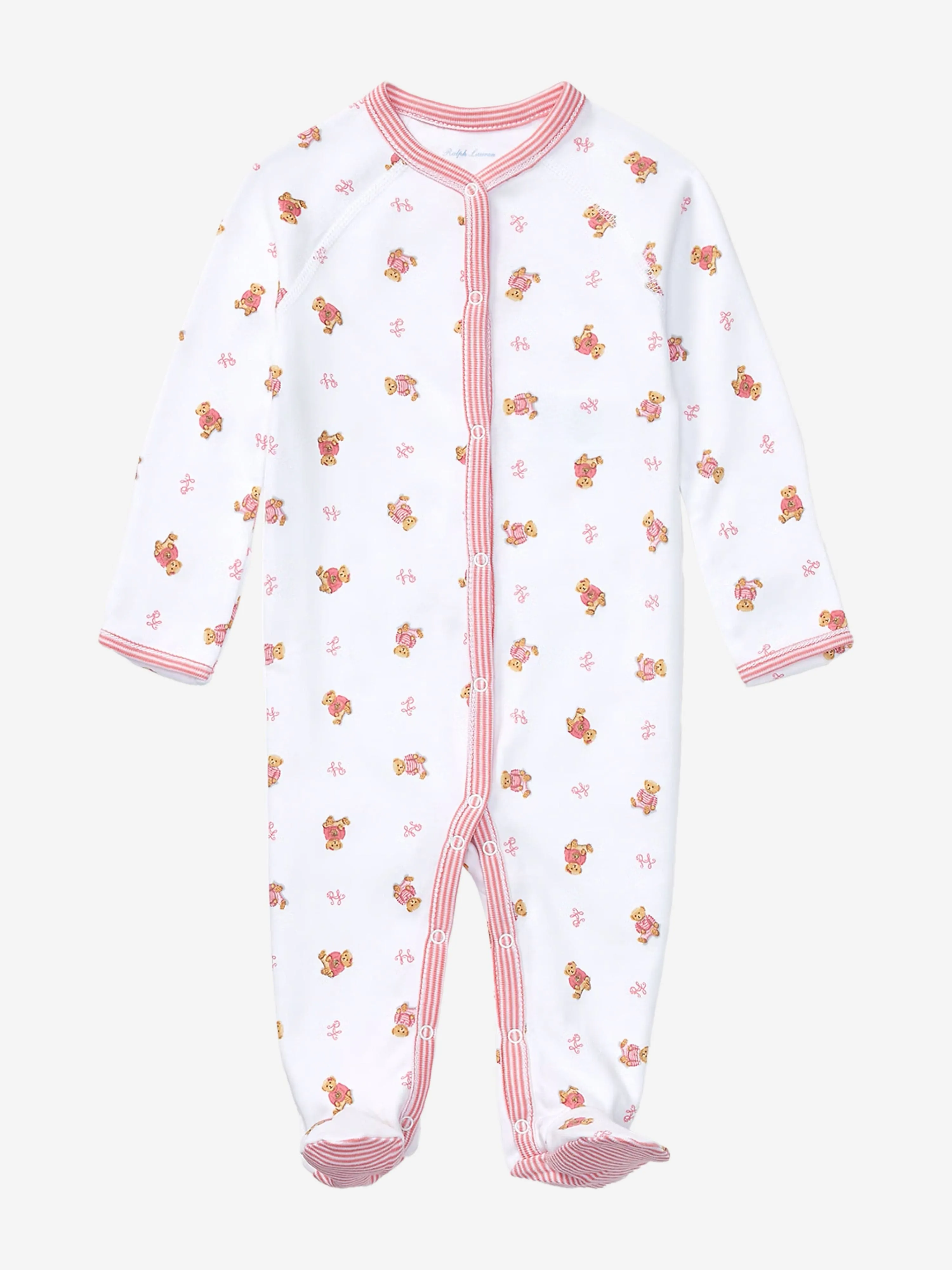 Baby Girls Bear Babygrow in White