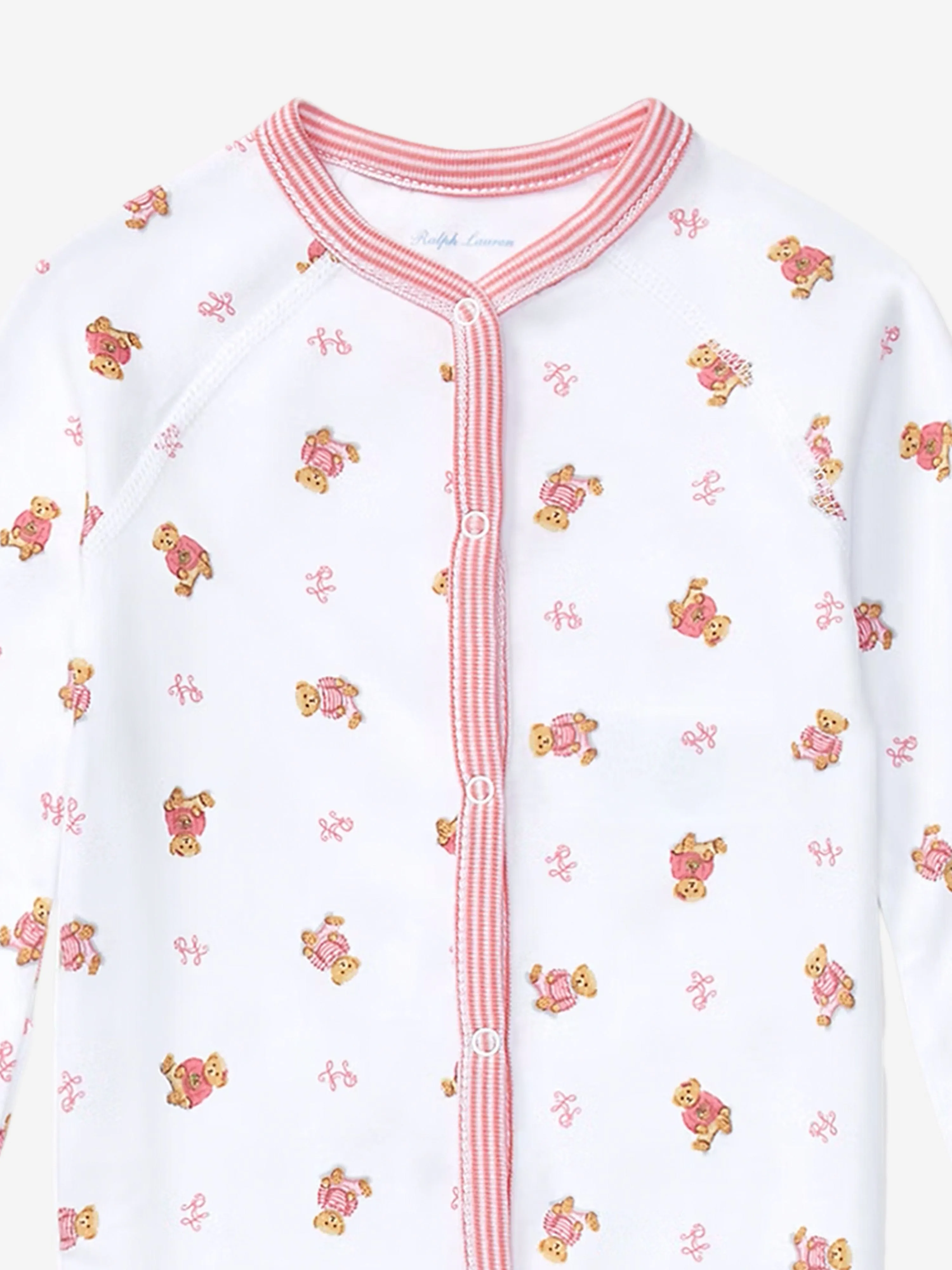 Baby Girls Bear Babygrow in White