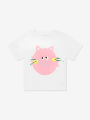 Baby Girls Cat Logo T-Shirt in Ivory