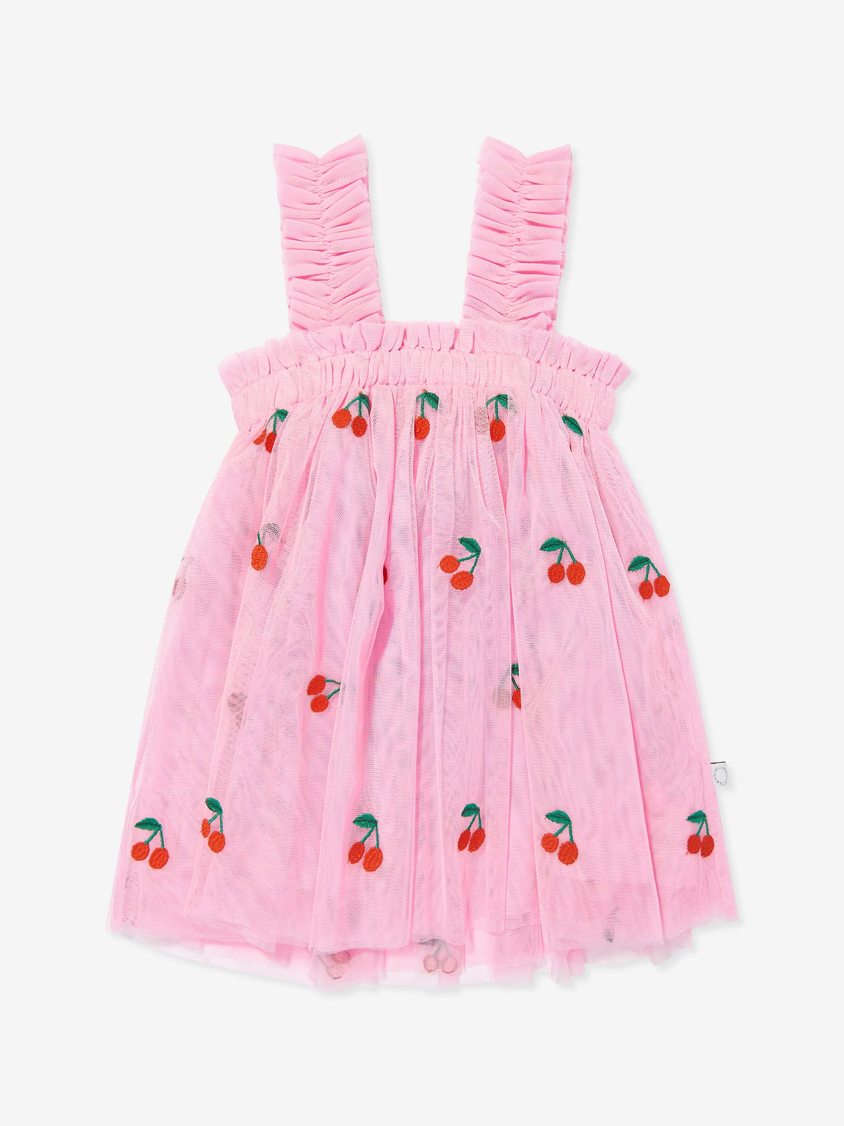 Baby Girls Embroidered Cherries Dress in Pink