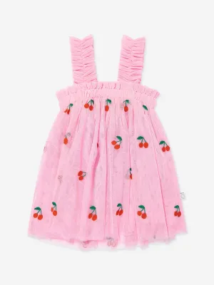 Baby Girls Embroidered Cherries Dress in Pink