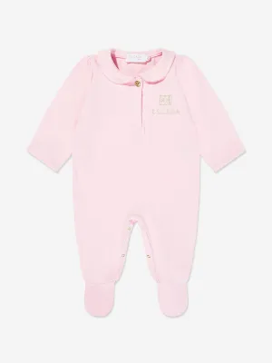 Baby Girls Embroidered Logo Babygrow in Pink