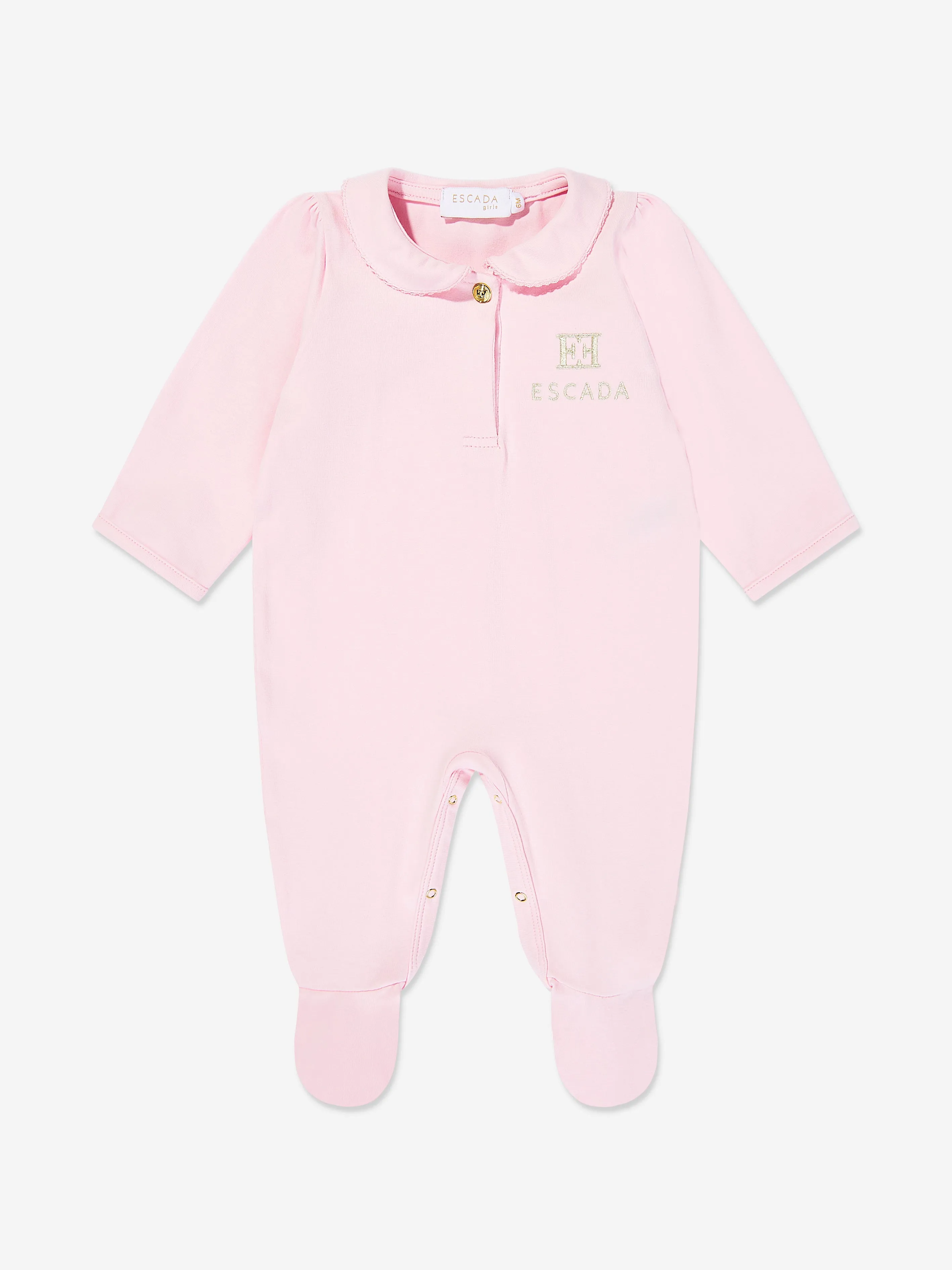 Baby Girls Embroidered Logo Babygrow in Pink