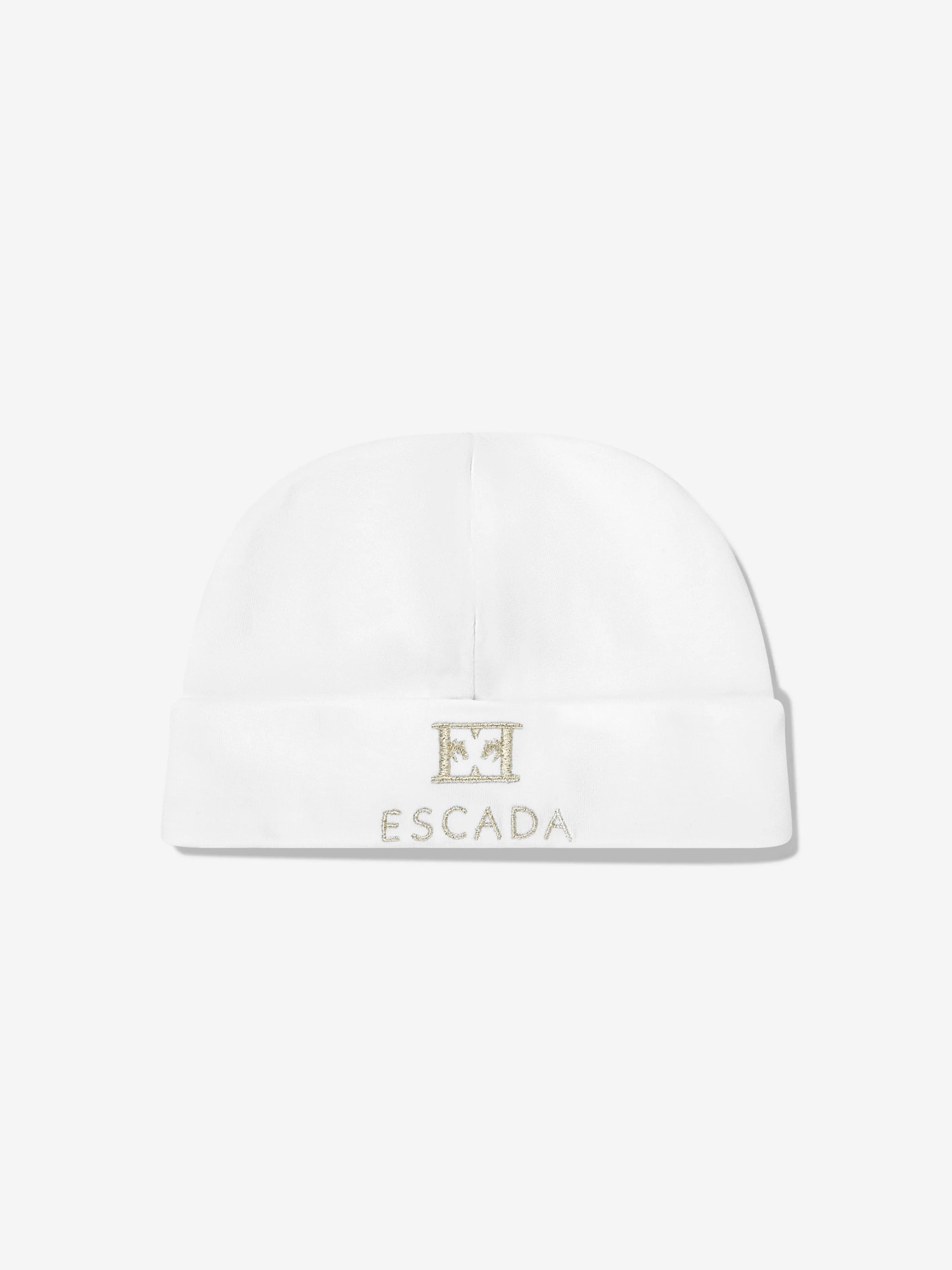 Baby Girls Embroidered Logo Beanie in White