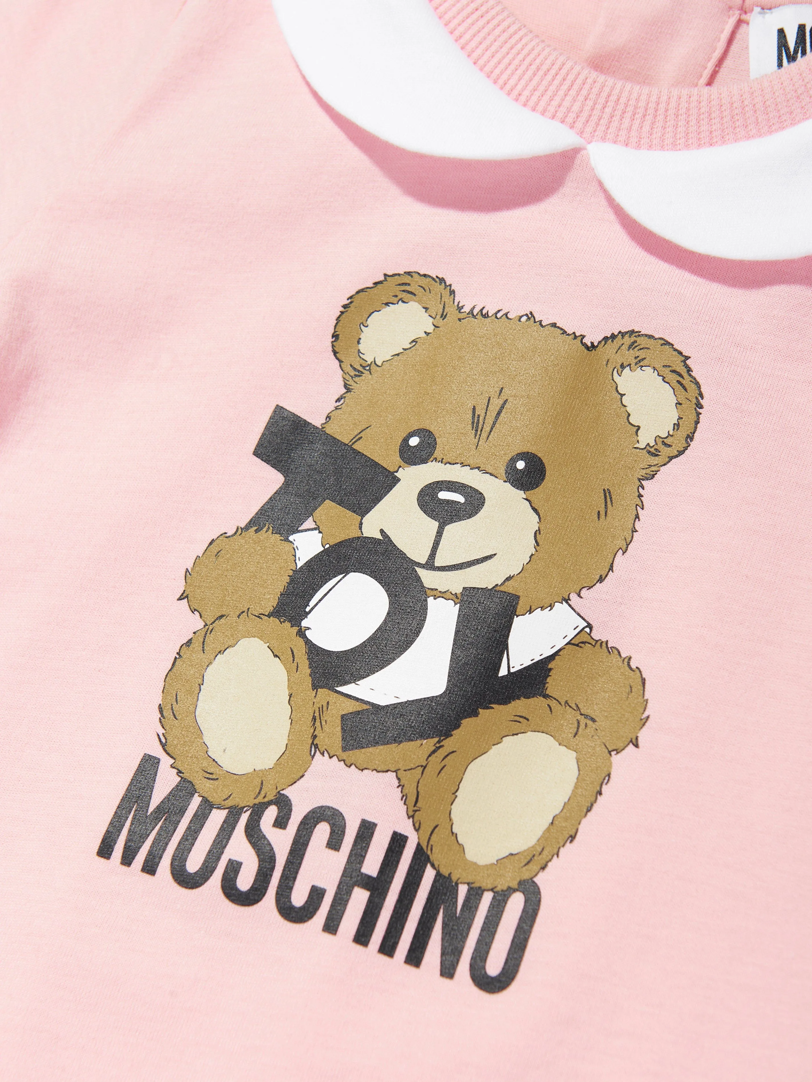 Baby Girls Teddy Bear Logo Romper in Pink