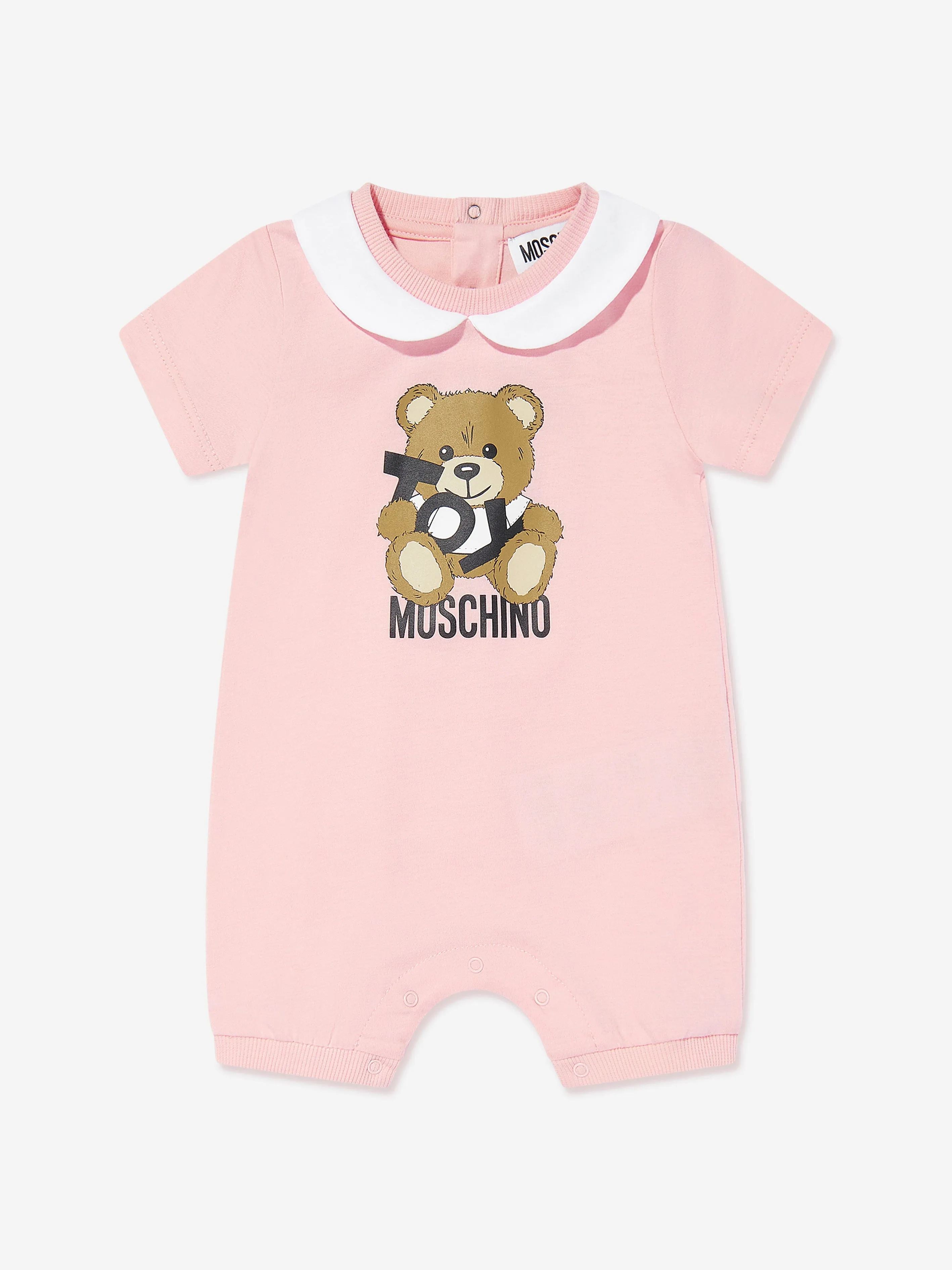 Baby Girls Teddy Bear Logo Romper in Pink