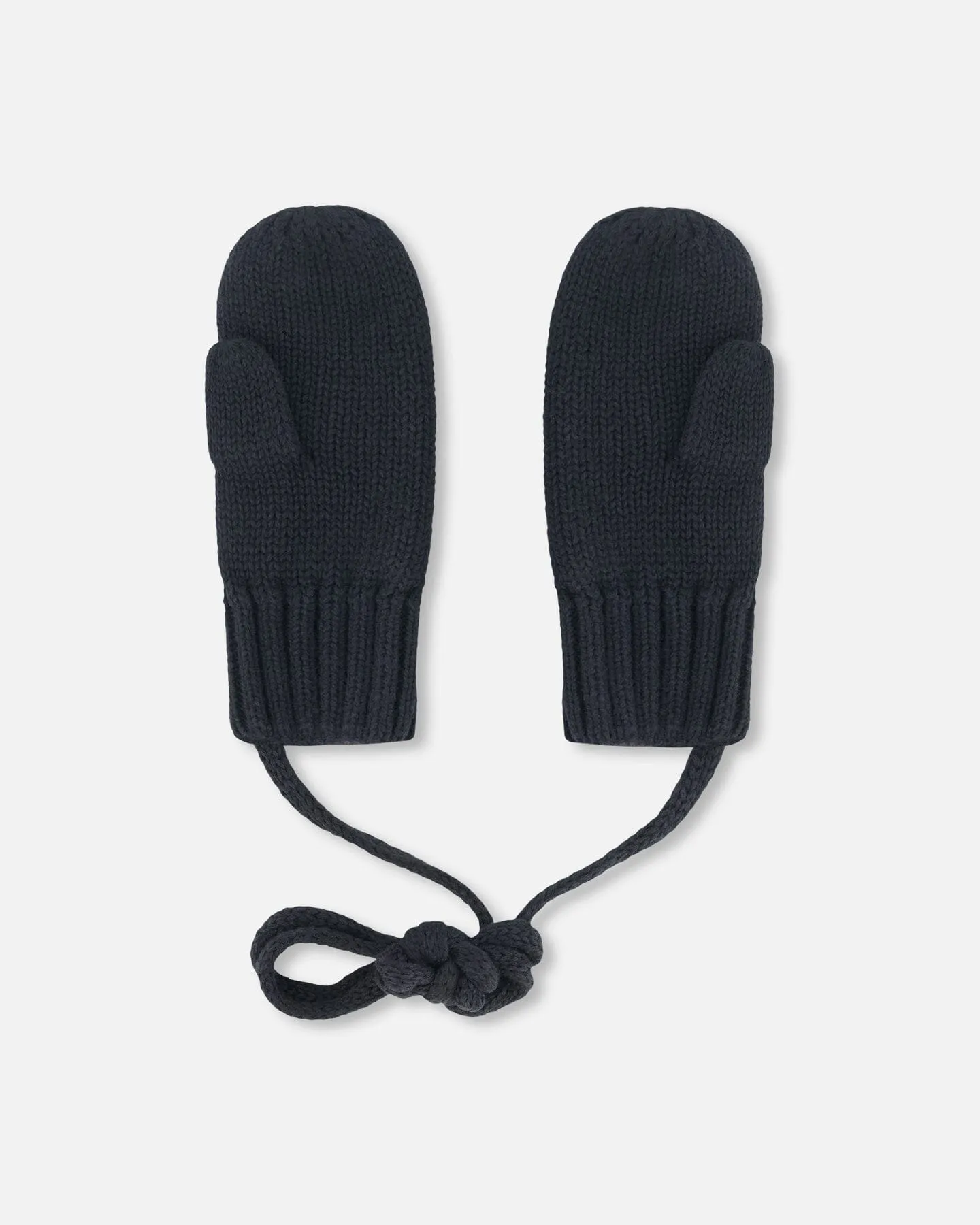 Baby Knit Mittens With String Black