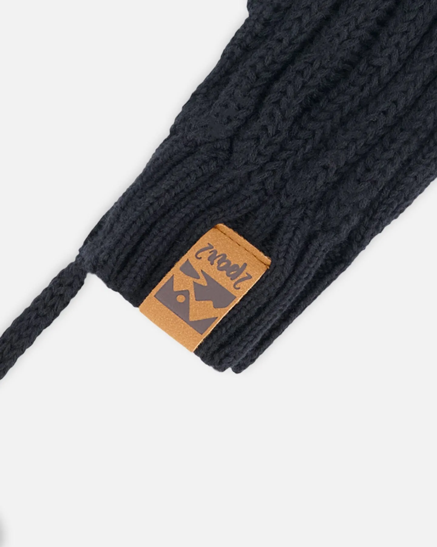 Baby Knit Mittens With String Black