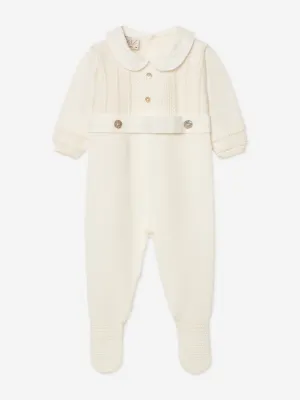 Baby Knitted Babygrow in Ivory