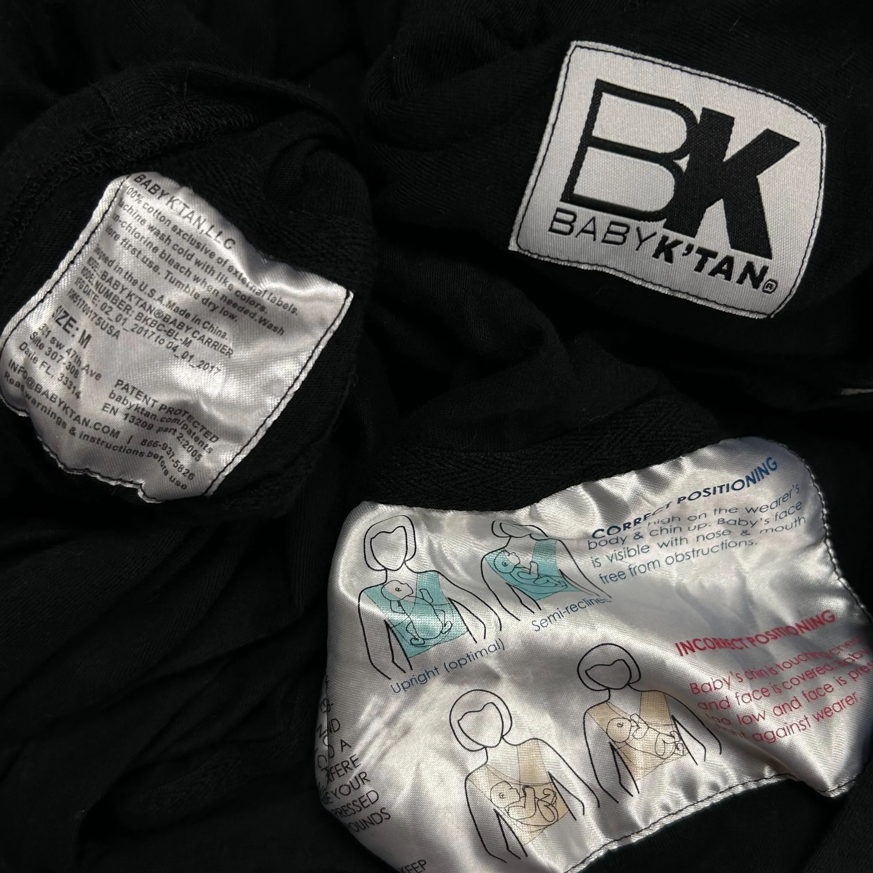 Baby K'Tan Size Medium Black Baby Wrap Carrier