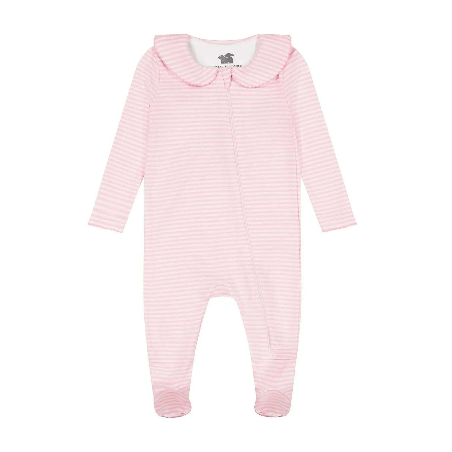 Baby Pima Cotton Footie In Pink Stripes