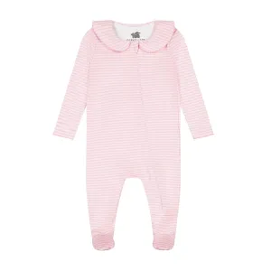 Baby Pima Cotton Footie In Pink Stripes