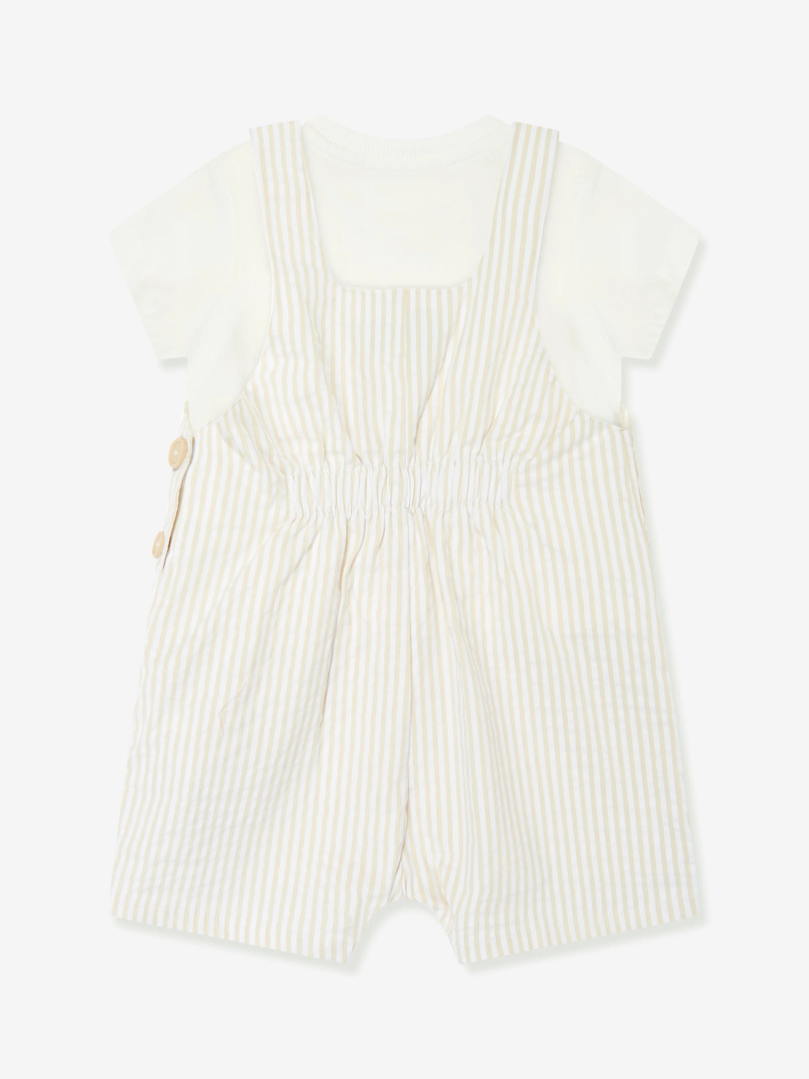 Baby T-Shirt and Dungarees Set in in Ivory