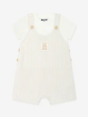 Baby T-Shirt and Dungarees Set in in Ivory