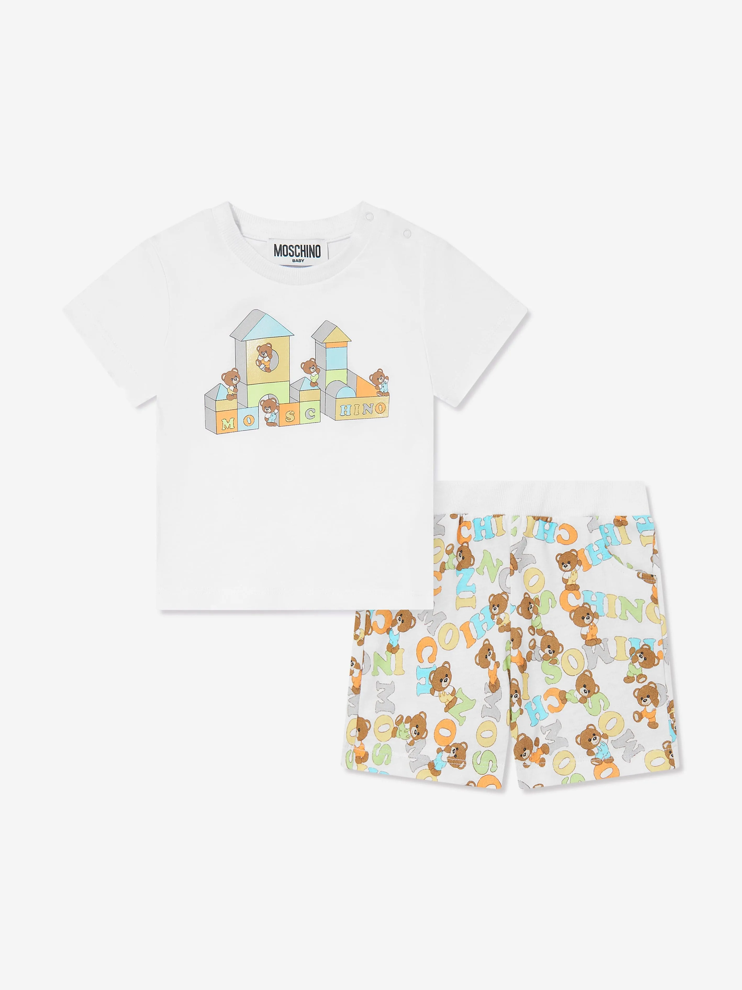 Baby Teddy Bear Short Set in White
