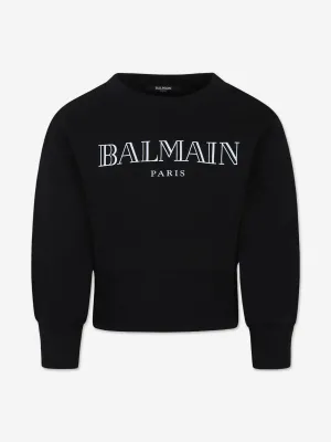 Balmain Girls Logo Sweatshirt in Black