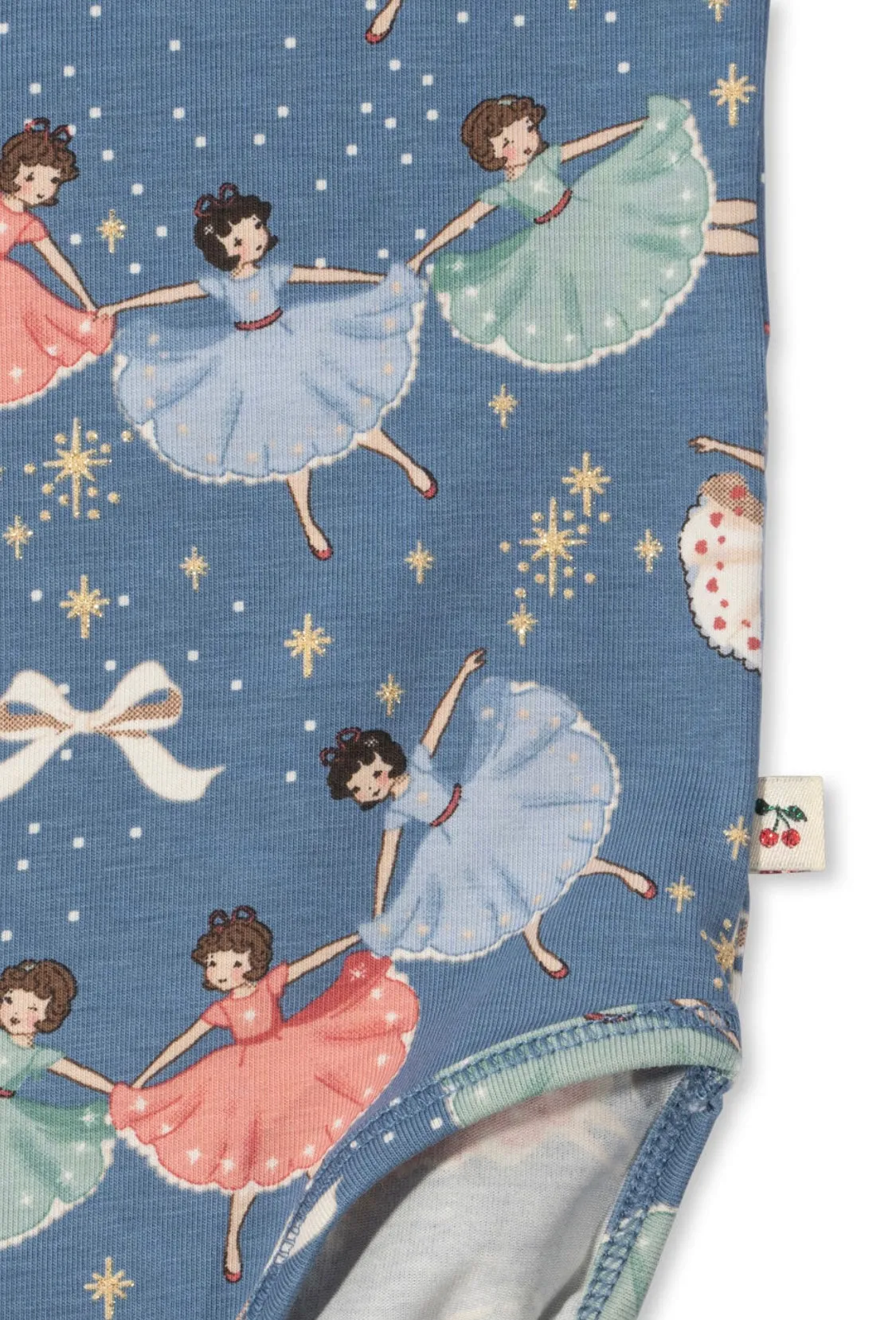 basic body/pants set gots - blue snow bow ballerina