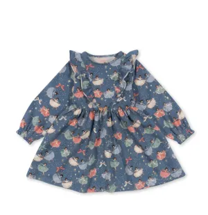 basic frill dress gots - blue snow bow ballerina