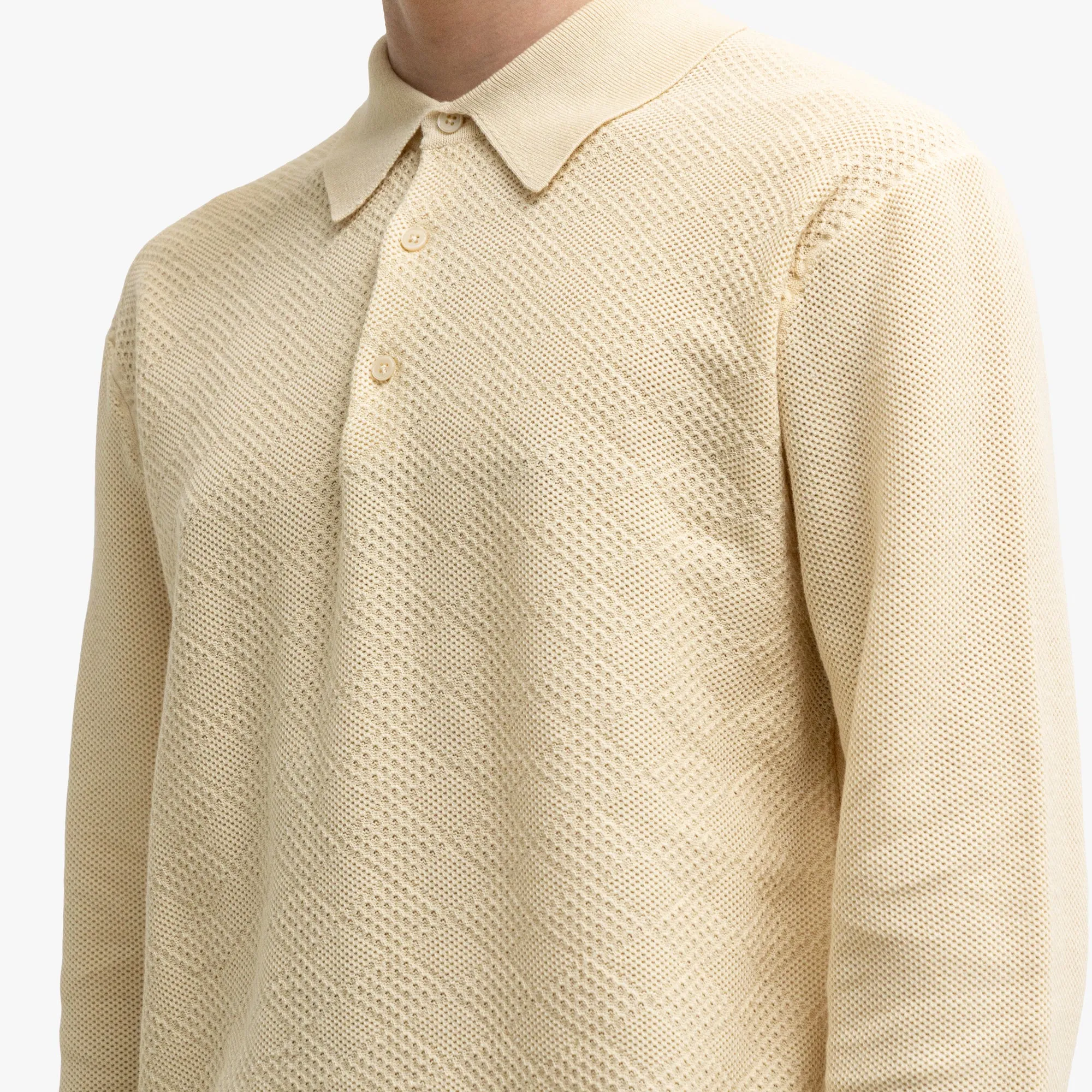 BEAMS PLUS Knit Polo Diamond Off White