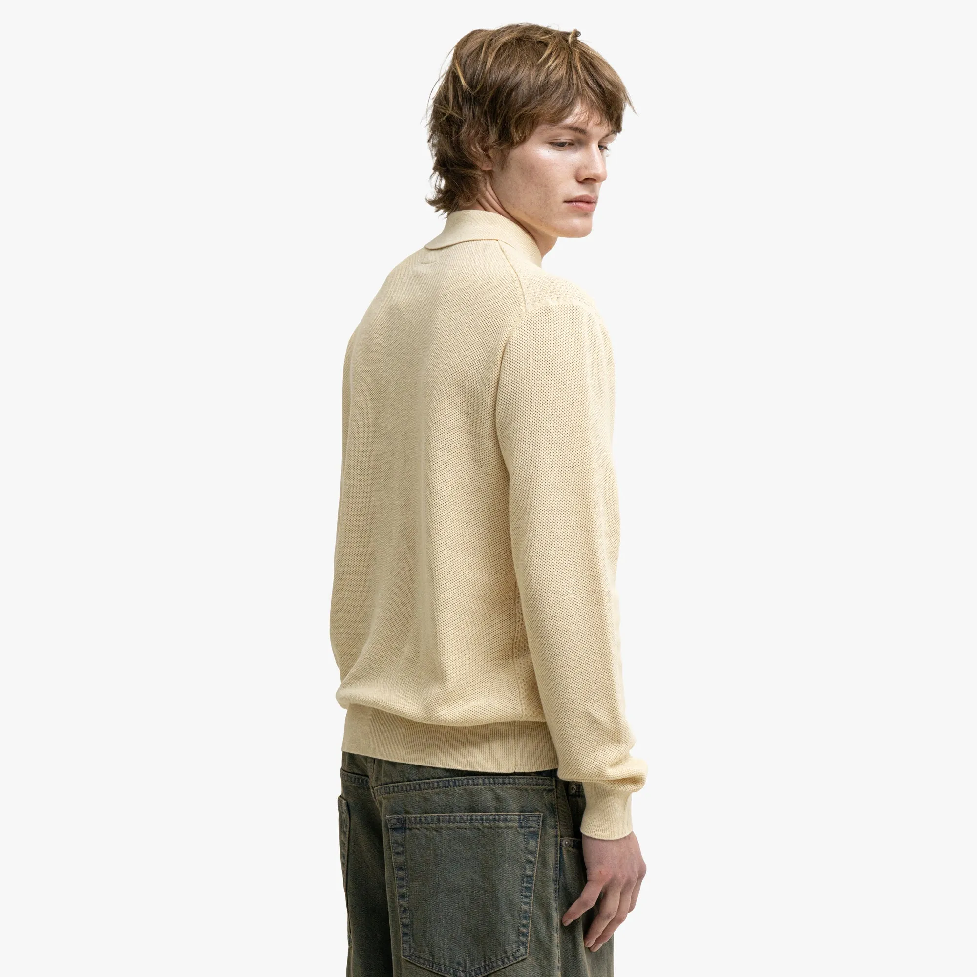 BEAMS PLUS Knit Polo Diamond Off White