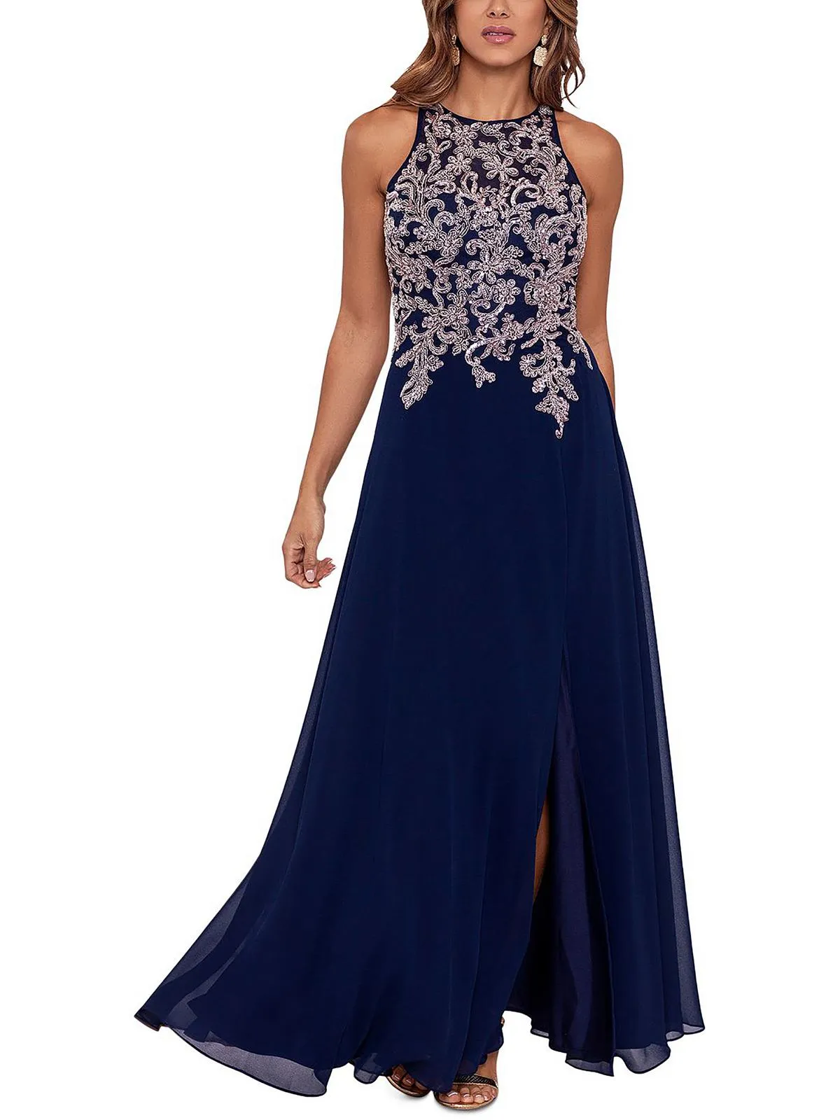 Best-Selling Petites Womens Embroidered Maxi Evening Dress  Stylish & Comfortable