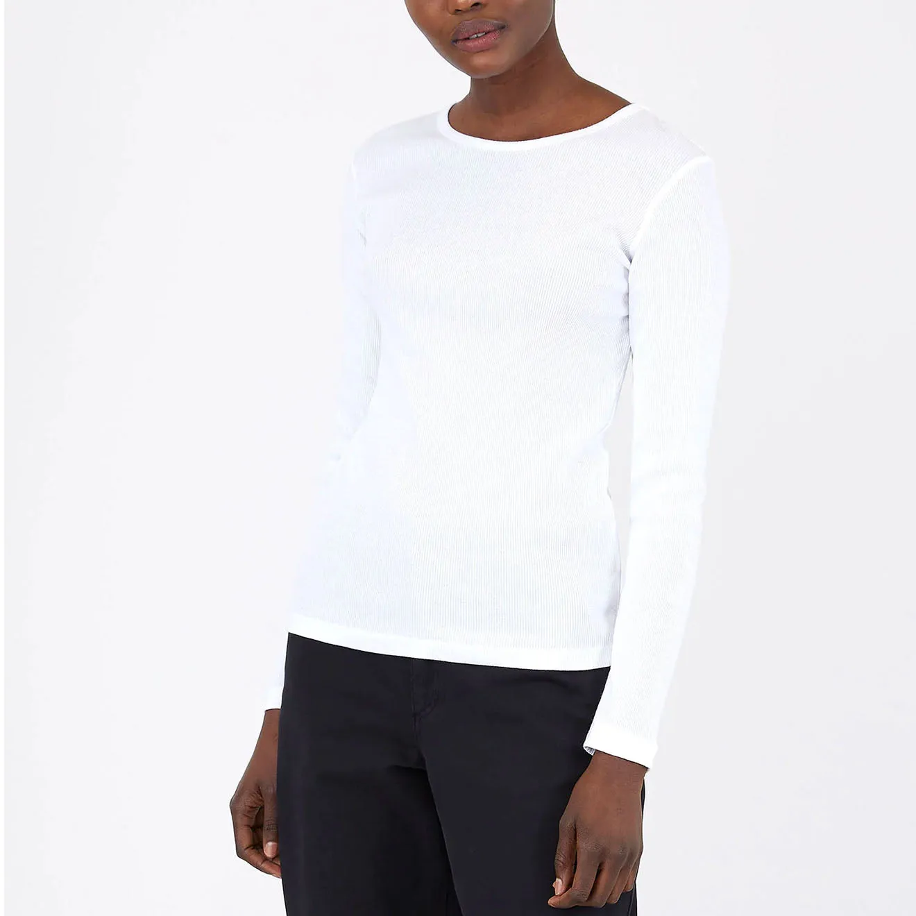 Best-Selling Sunspel Womens Ribbed Long Sleeve T-Shirt White  Limited Stock!
