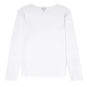 Best-Selling Sunspel Womens Ribbed Long Sleeve T-Shirt White  Limited Stock!