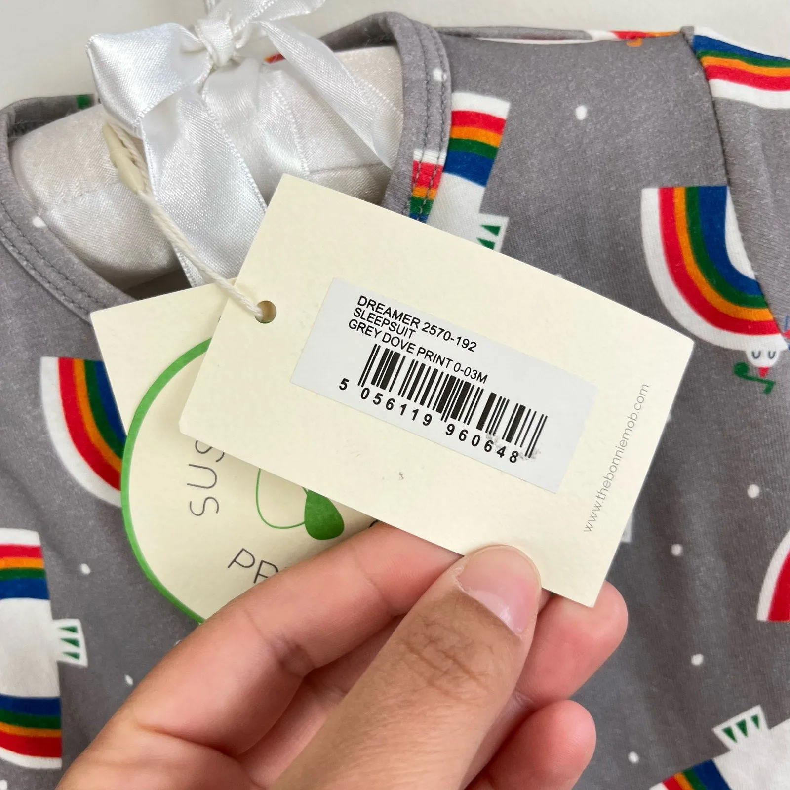 Bestseller The Bonnie Mob Baby Dreamer Sleepsuit Gray Dove 0-3 Months NWT  Limited Stock!