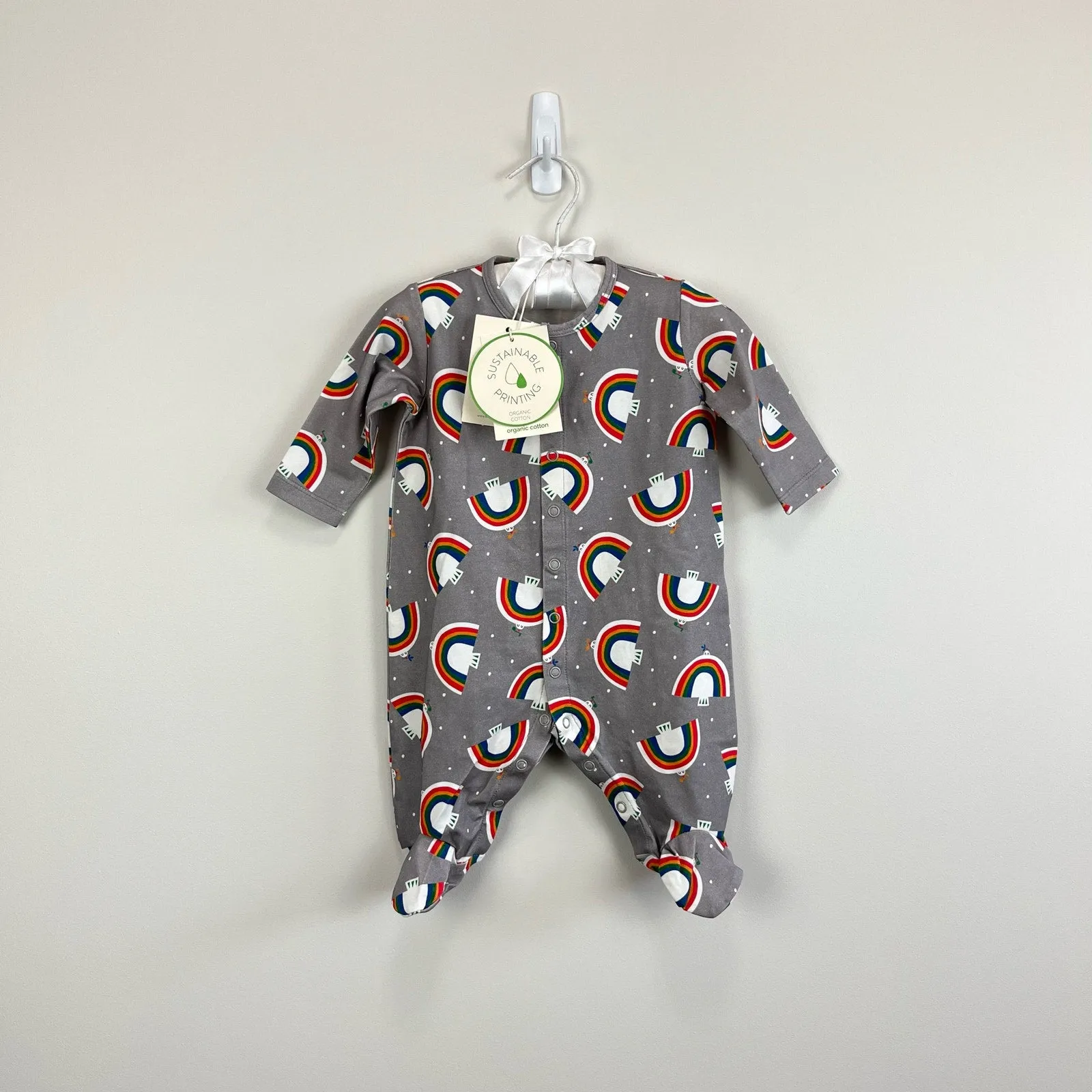 Bestseller The Bonnie Mob Baby Dreamer Sleepsuit Gray Dove 0-3 Months NWT  Limited Stock!