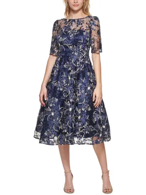 Bestseller Womens Illusion Yoke Knee-Length Fit & Flare Dress  Ends Soon!