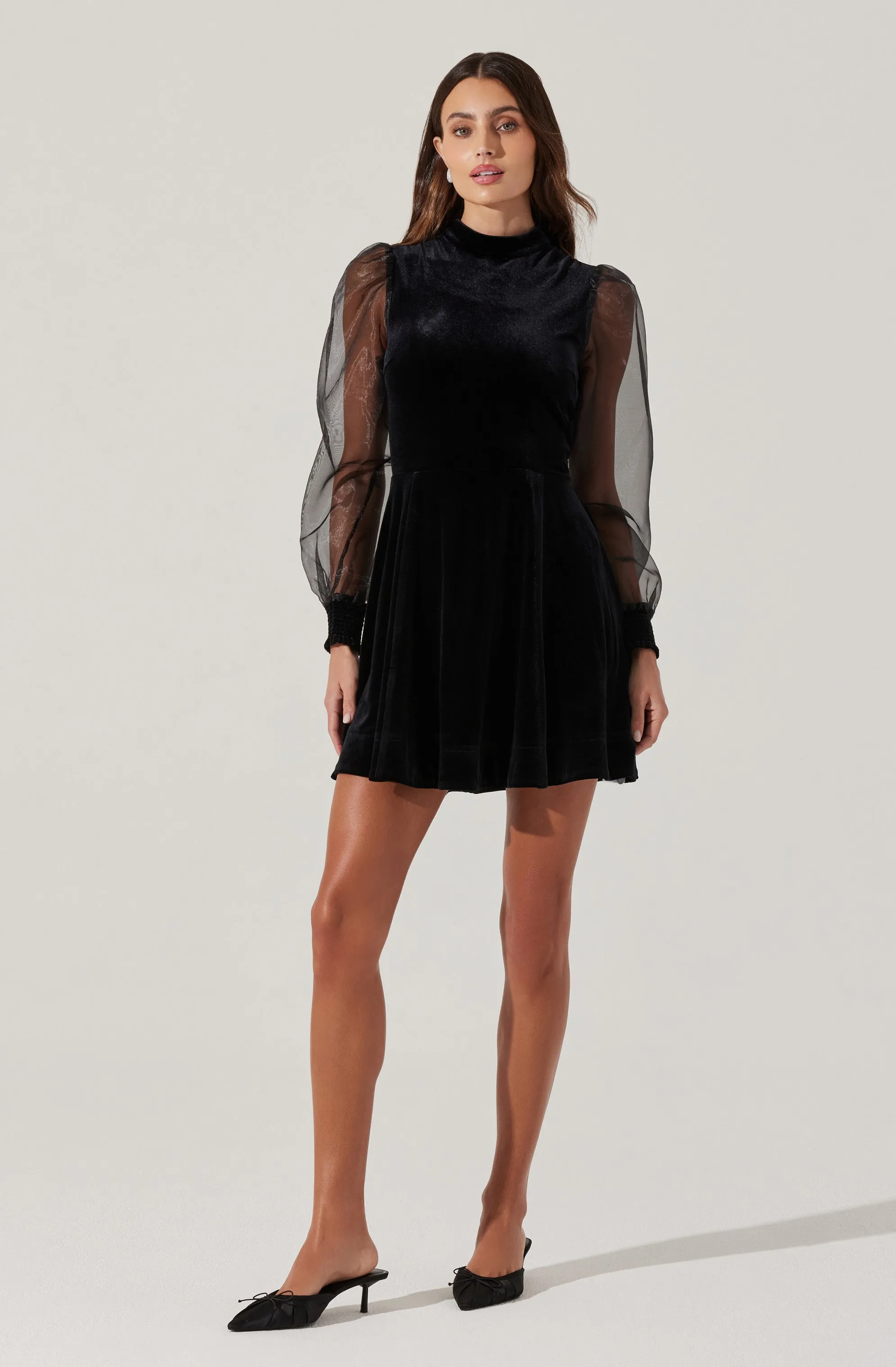 BestSelling Velvet Sheer Puff Sleeve Dress  Limited Availability!